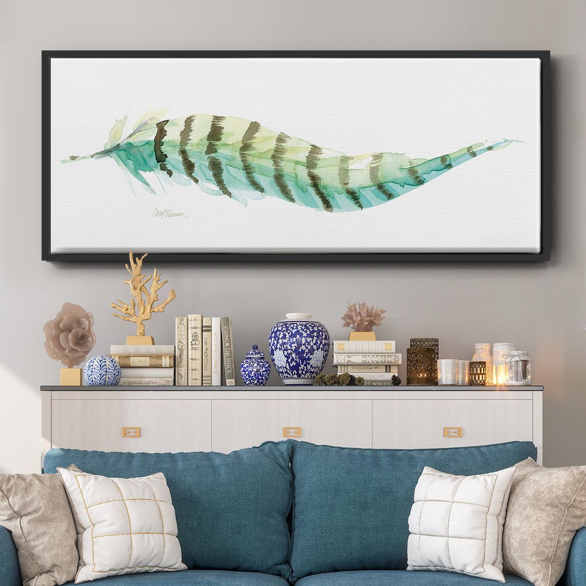 Tail Feather II - Floater Framed Canvas Print
