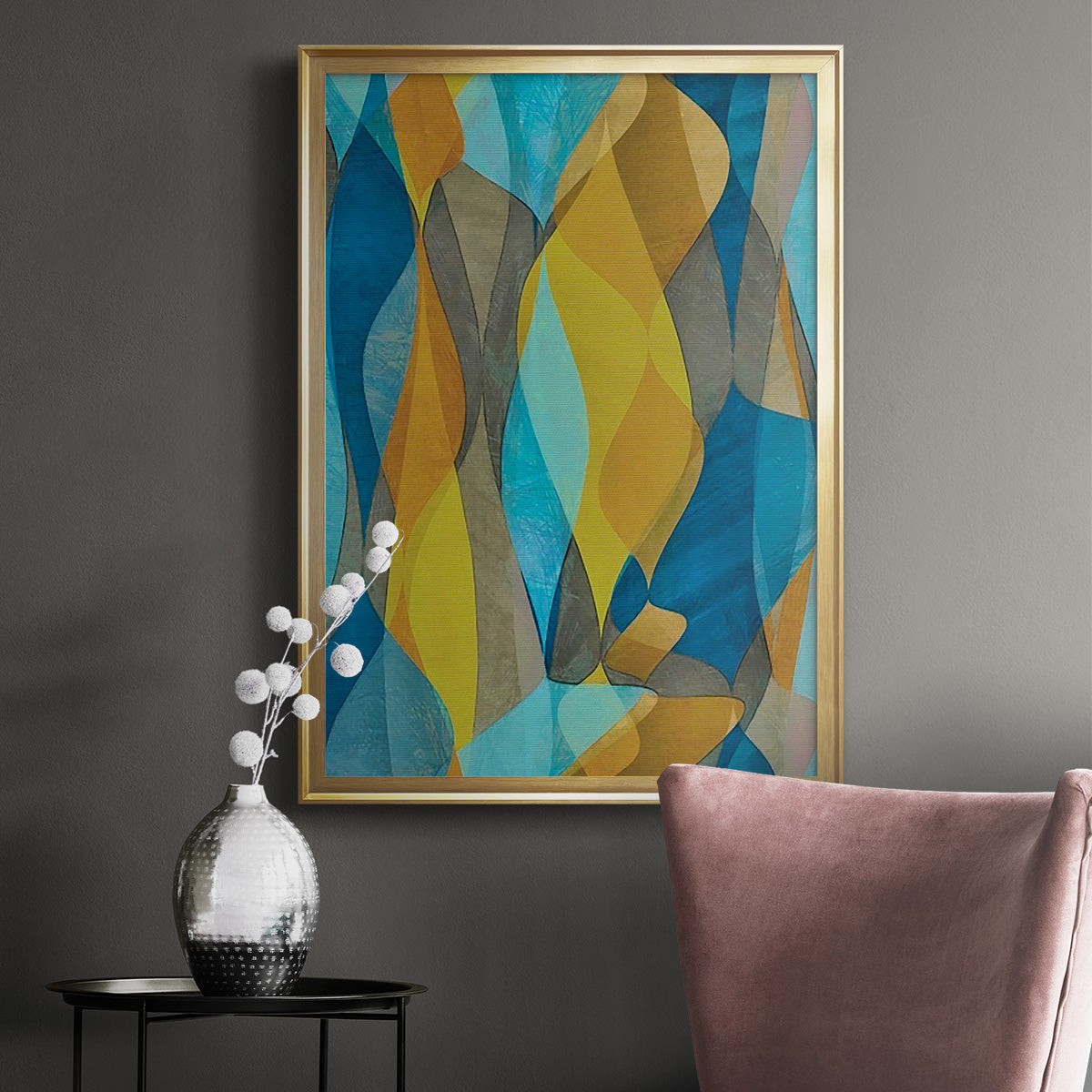Colorful Cascade II - Modern Framed Canvas Print