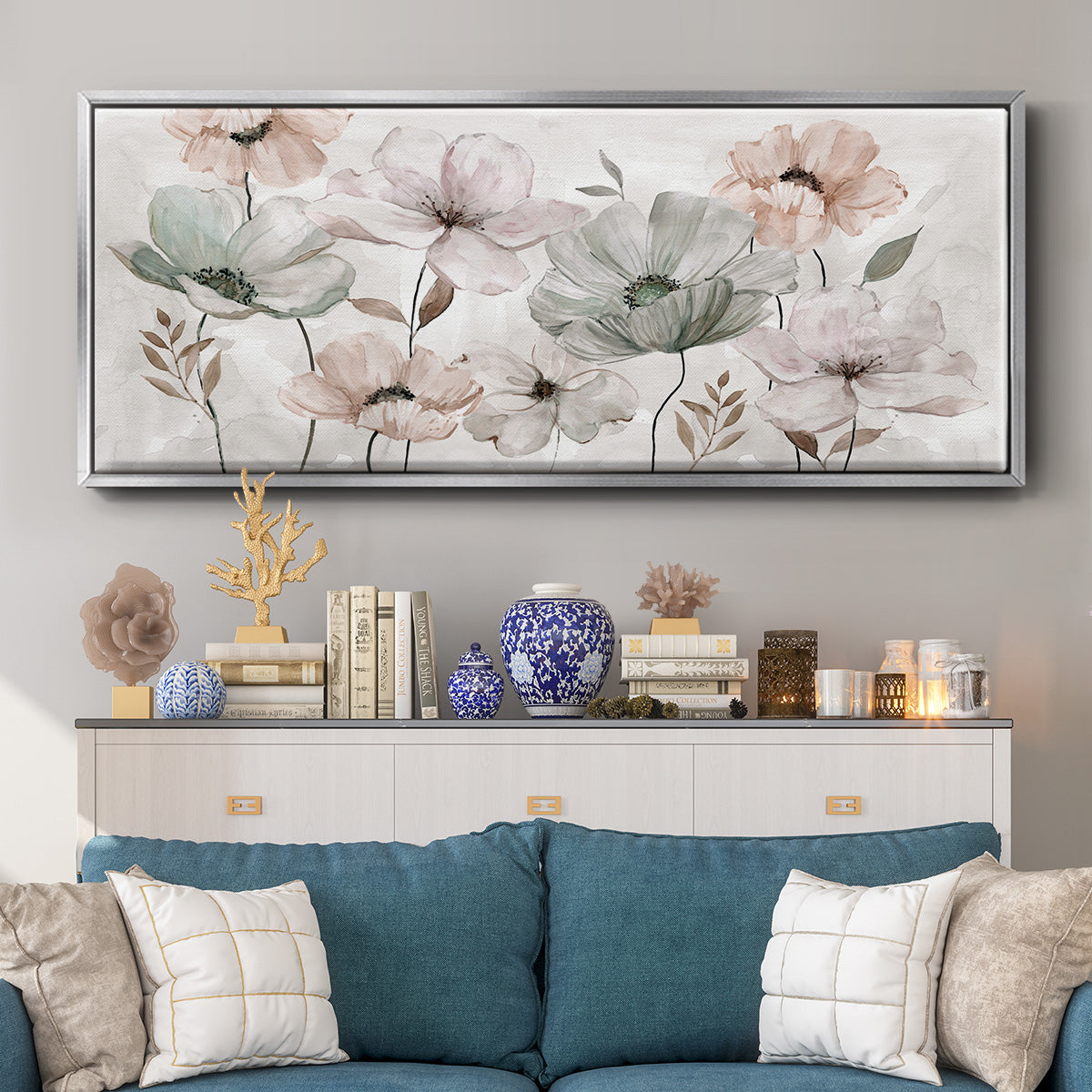 Blushing Garden - Floater Framed Canvas Print