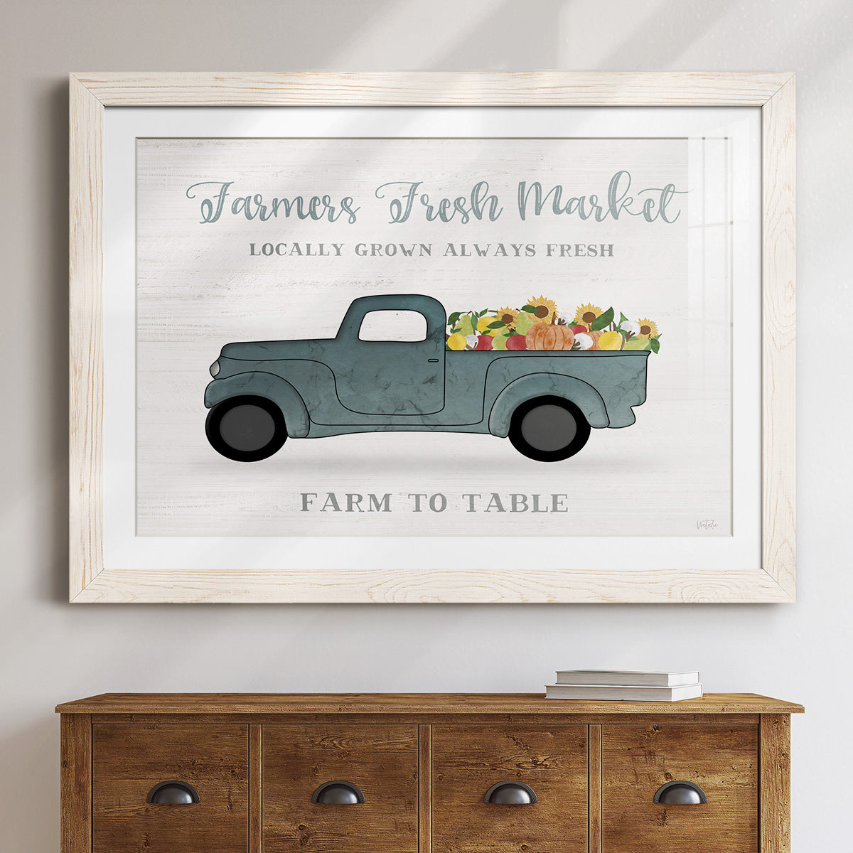 Fresh Sunflowers Truck - Barnwood Framed Art Print