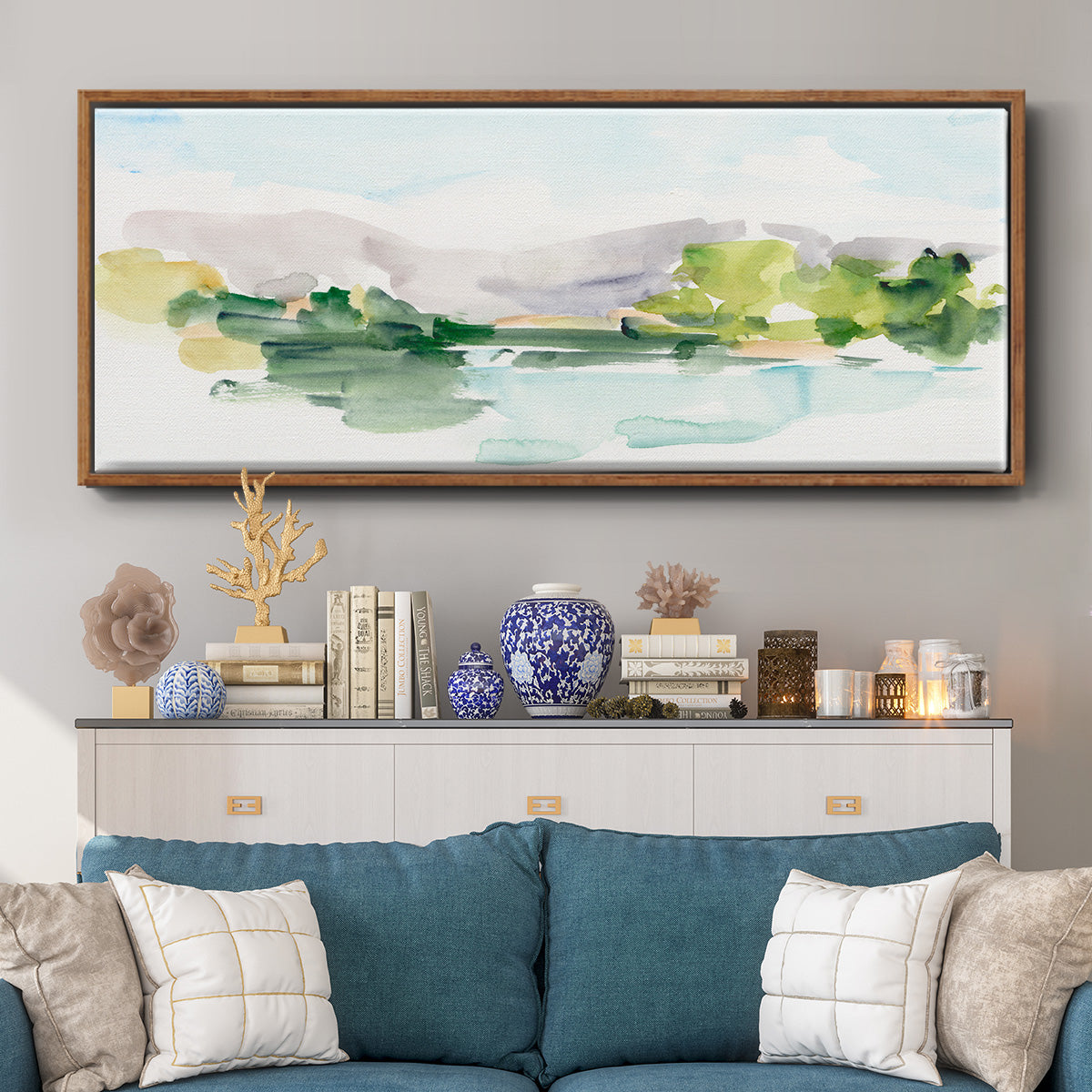 Tangerine Sunset II - Floater Framed Canvas Print