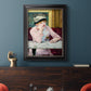 Impressionist portrait scene with plum brandy by Édouard Manet in an ornate black frame with gilded inner detail displayed in a dark-toned interior setting.