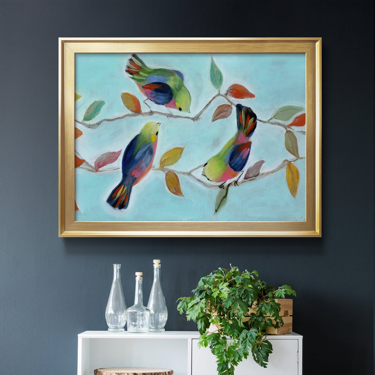 Bitty Birds I - Modern Framed Canvas Print