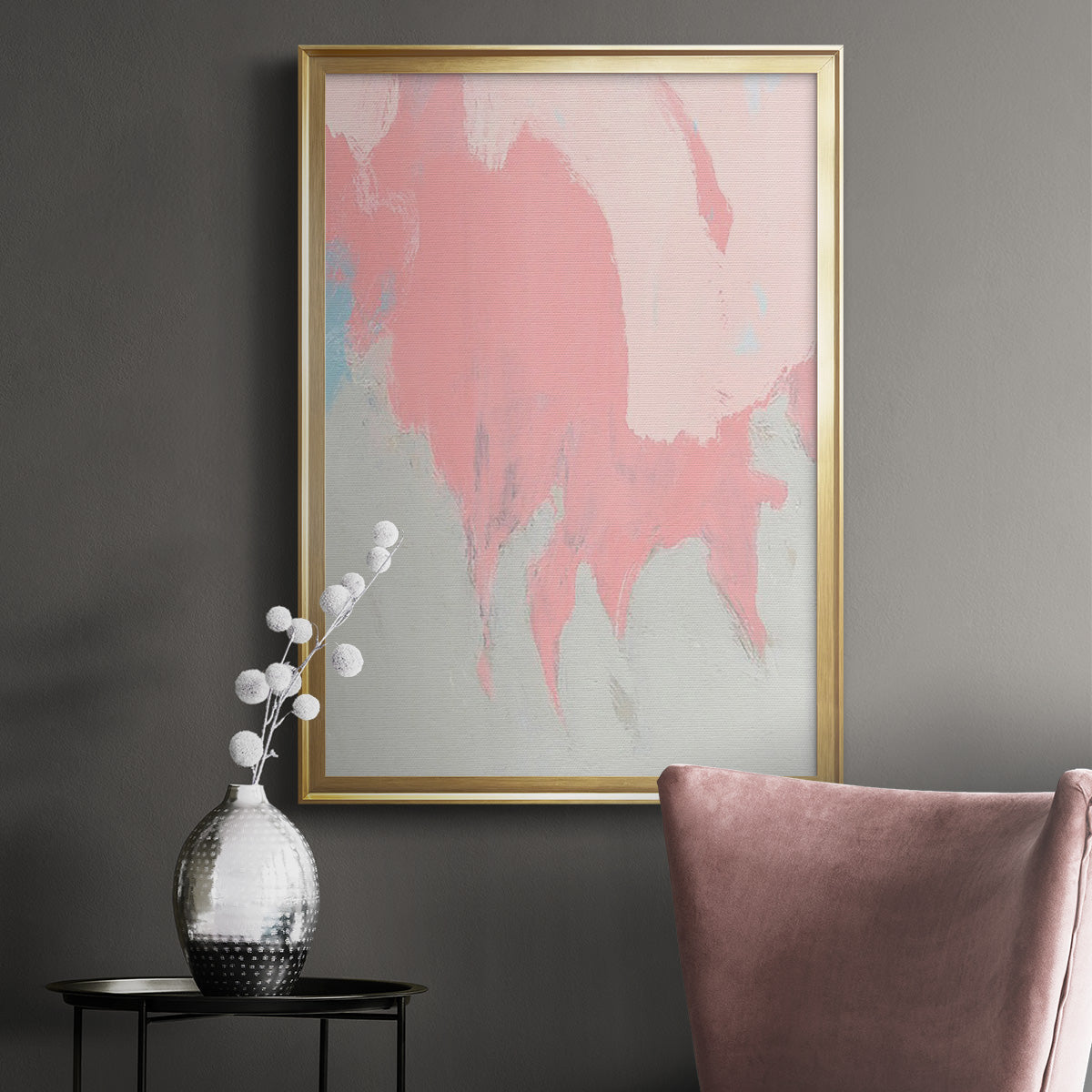 Blushing Abstract II - Modern Framed Canvas Print