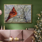 Cardinal in Snow II - Framed Gallery Wrapped Canvas in Floating Frame