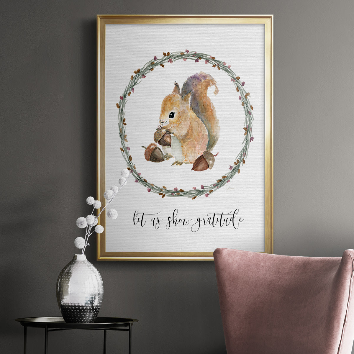 Harvest Home Squirrel - Modern Framed Canvas Print