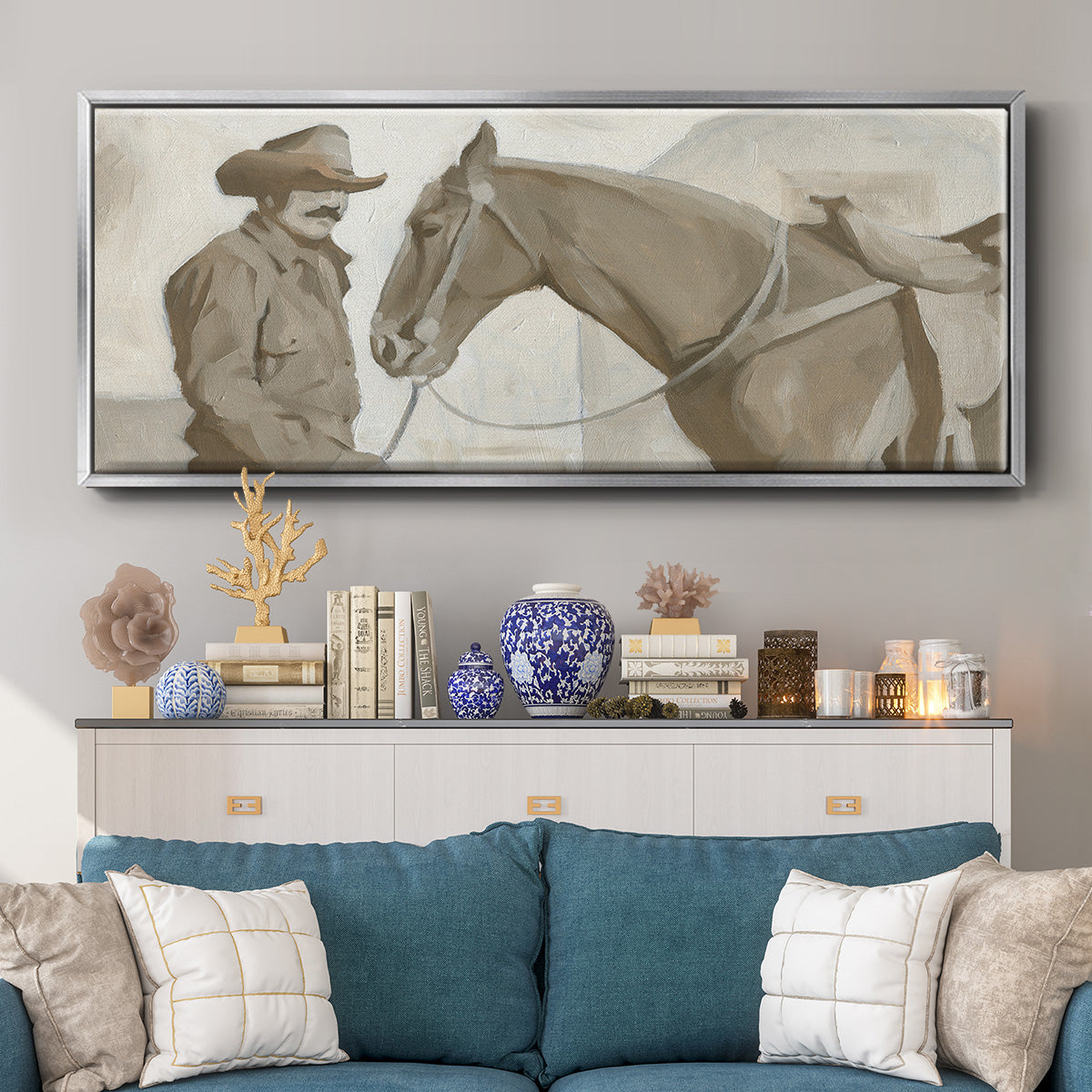 Work Friends II - Floater Framed Canvas Print