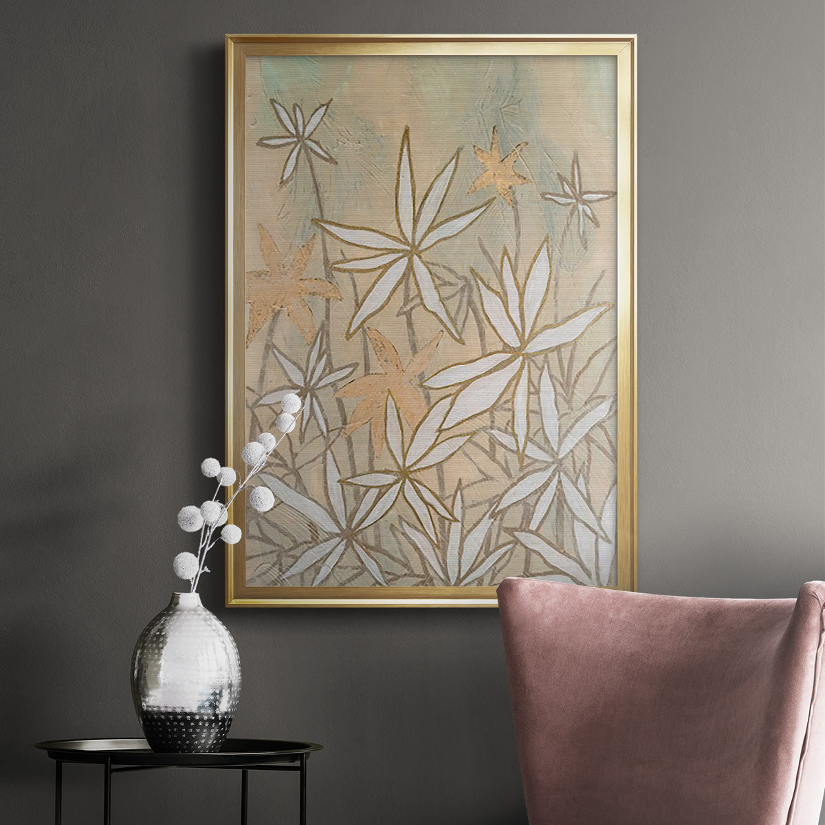 Embellished Starburst Bloom I - Modern Framed Canvas Print