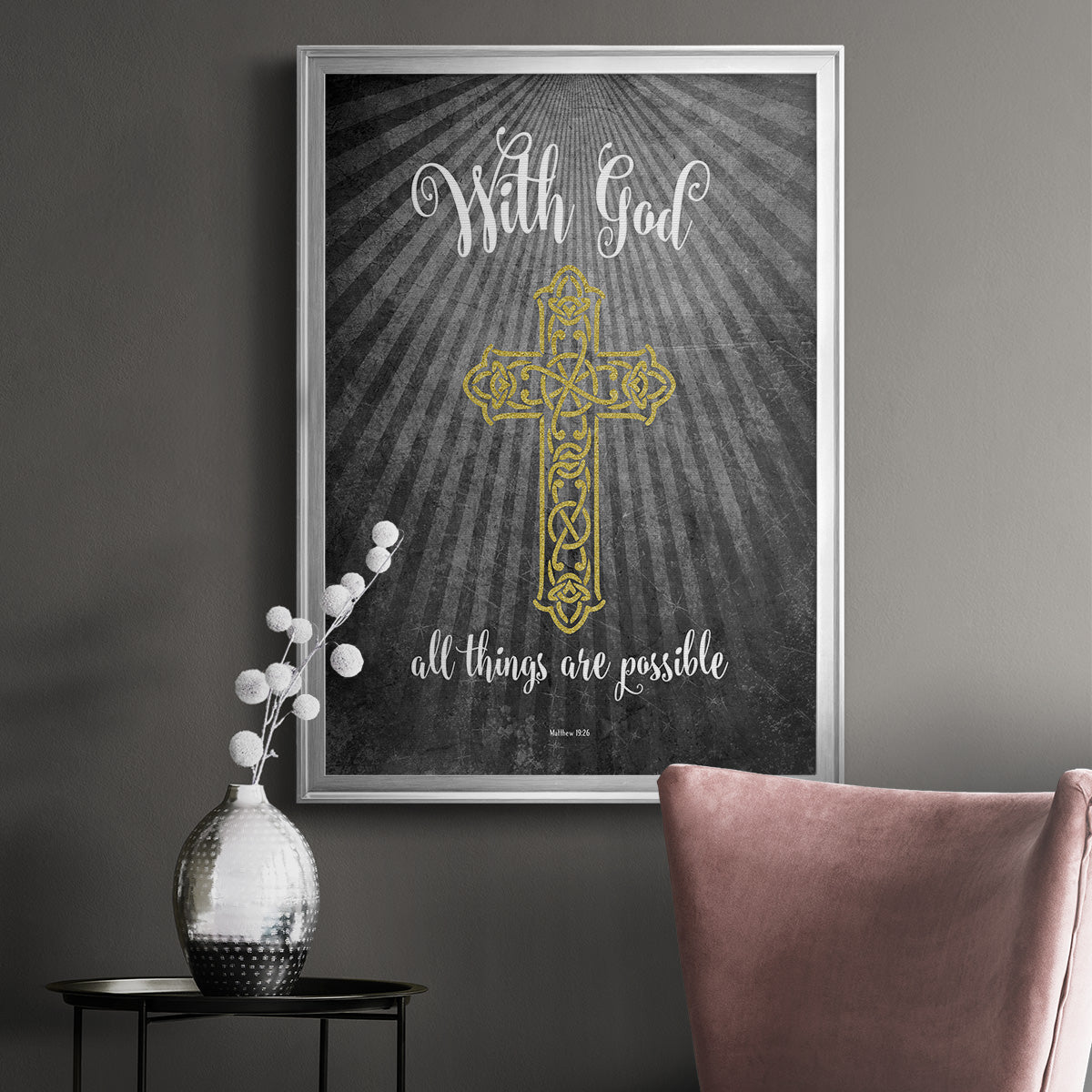 With God Gold - Modern Framed Canvas Print