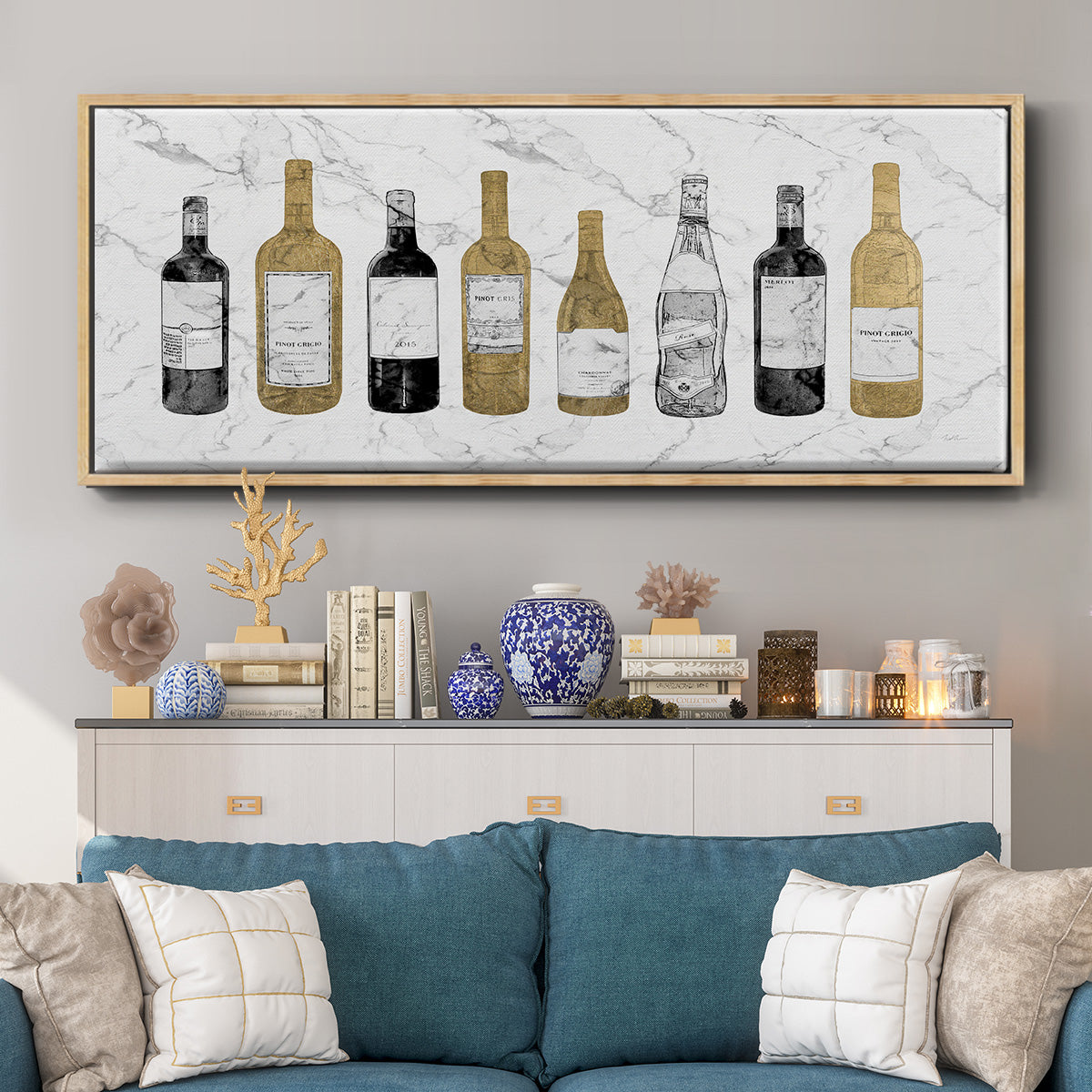 Glam Wine Bar - Floater Framed Canvas Print