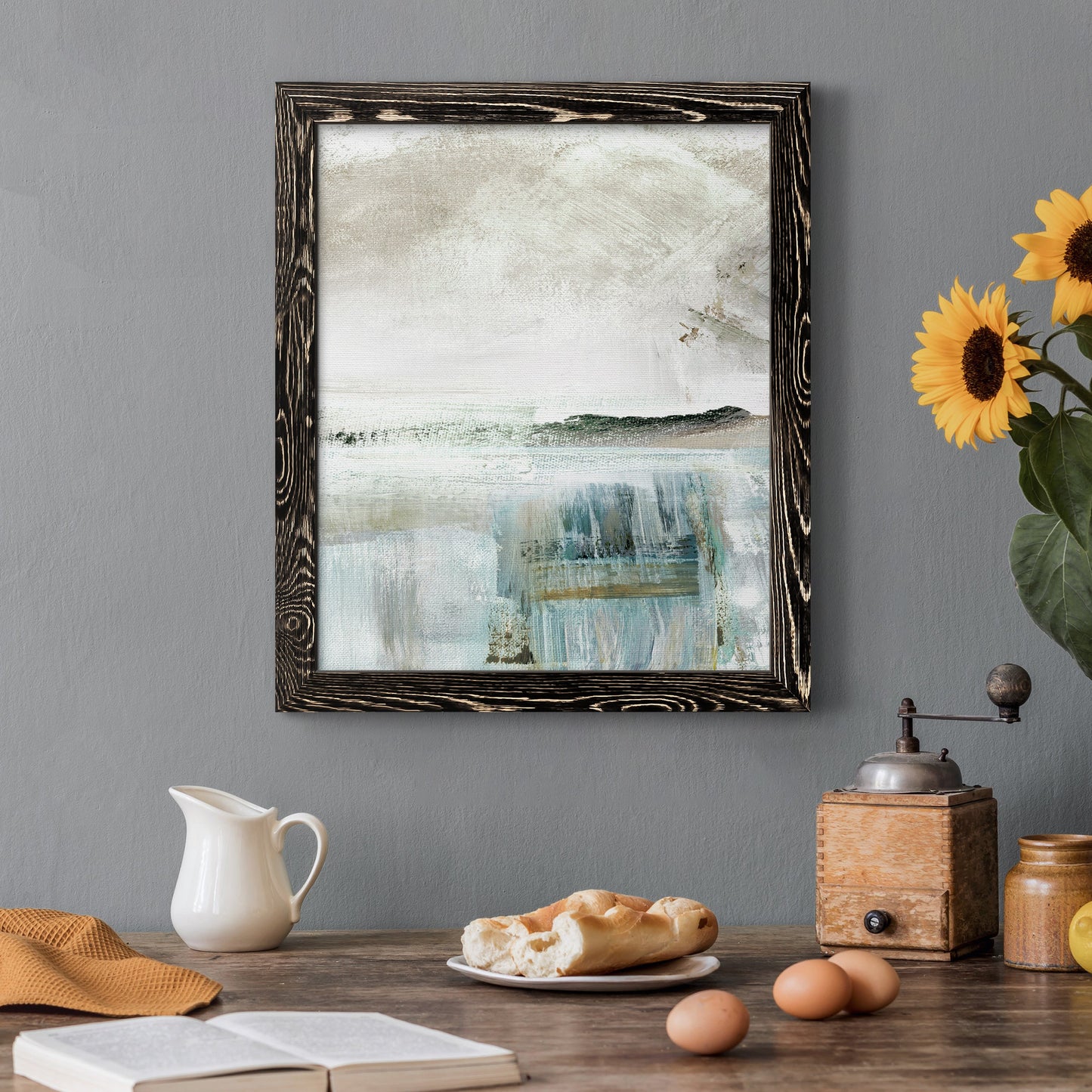 Summer Teal II - Premium Canvas Framed in Barnwood - Ready to Hang