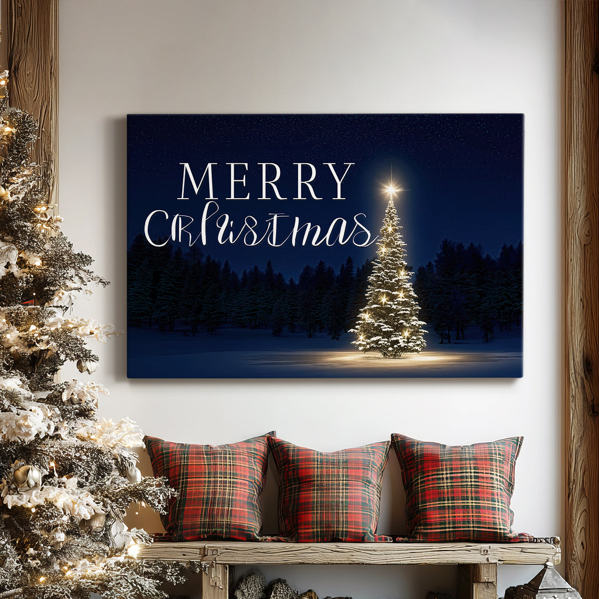 Blue Hour Fir Hearth - Canvas Art Print