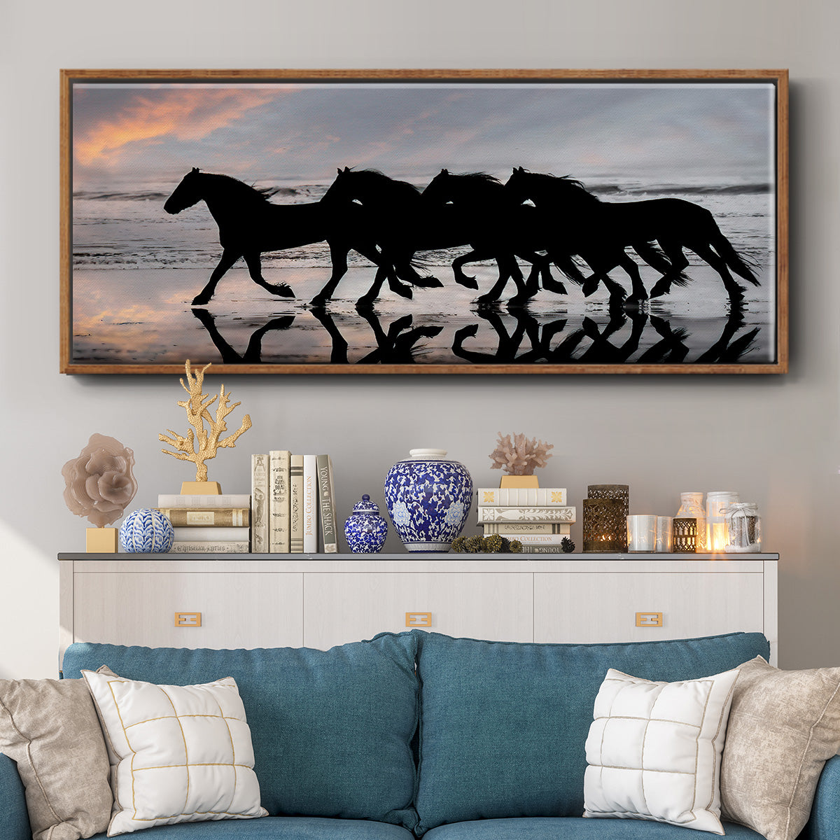 Beach Gallop - Floater Framed Canvas Print
