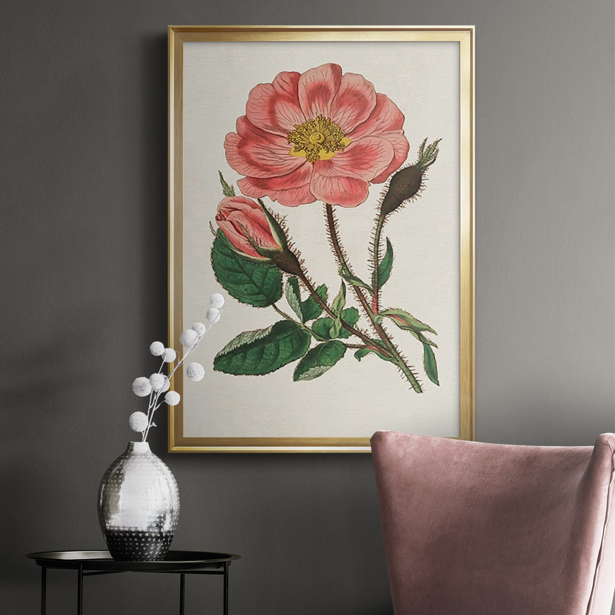 Pink Floral Mix IX - Modern Framed Canvas Print