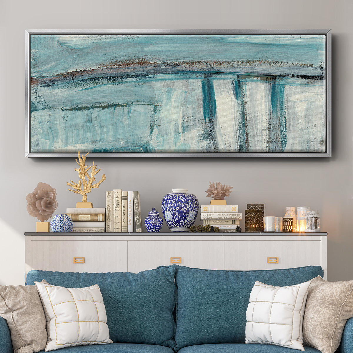 Acqua I - Floater Framed Canvas Print