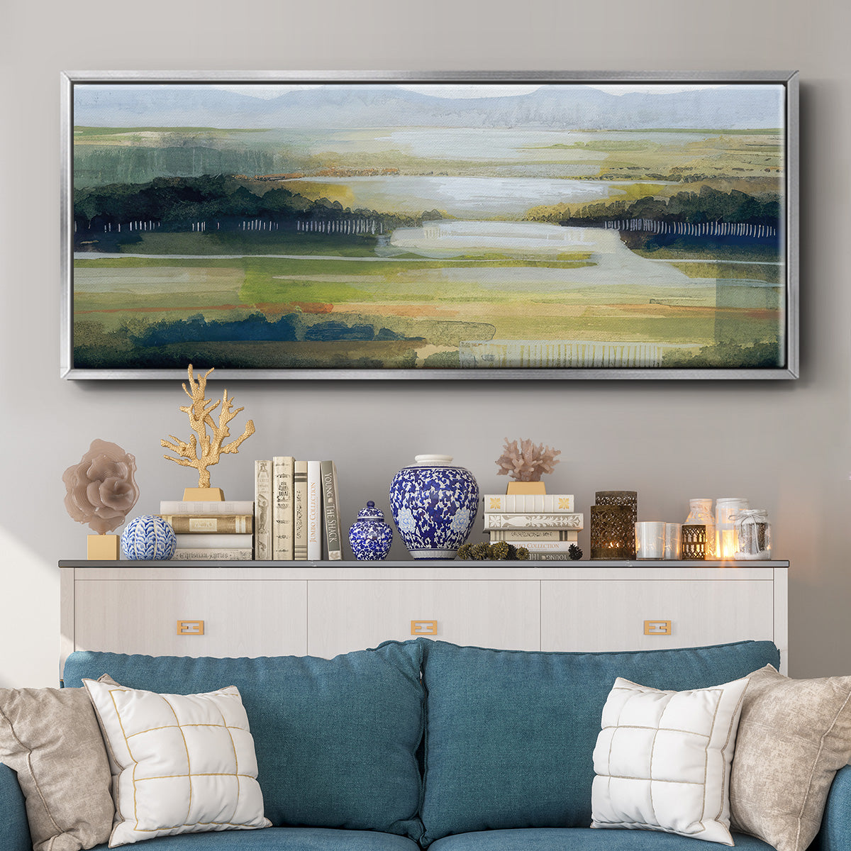 Lime Strata II - Floater Framed Canvas Print