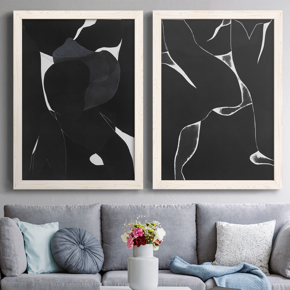 Night Bloom I - Premium Framed Canvas 2 Piece Set - Ready to Hang