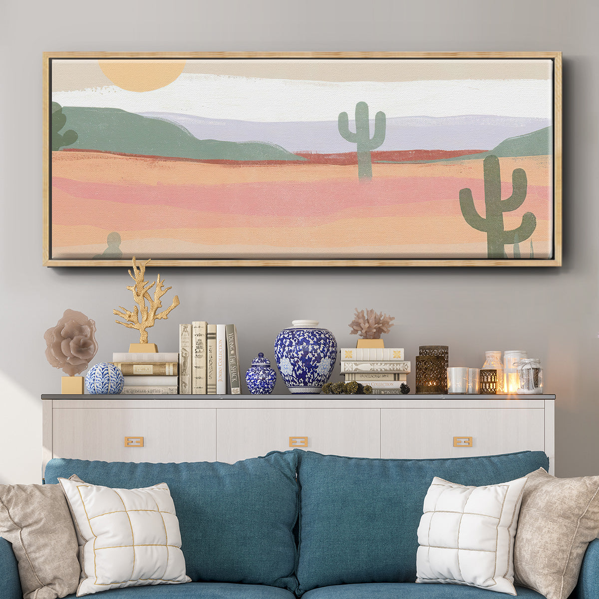 Cactus Plateau II - Floater Framed Canvas Print