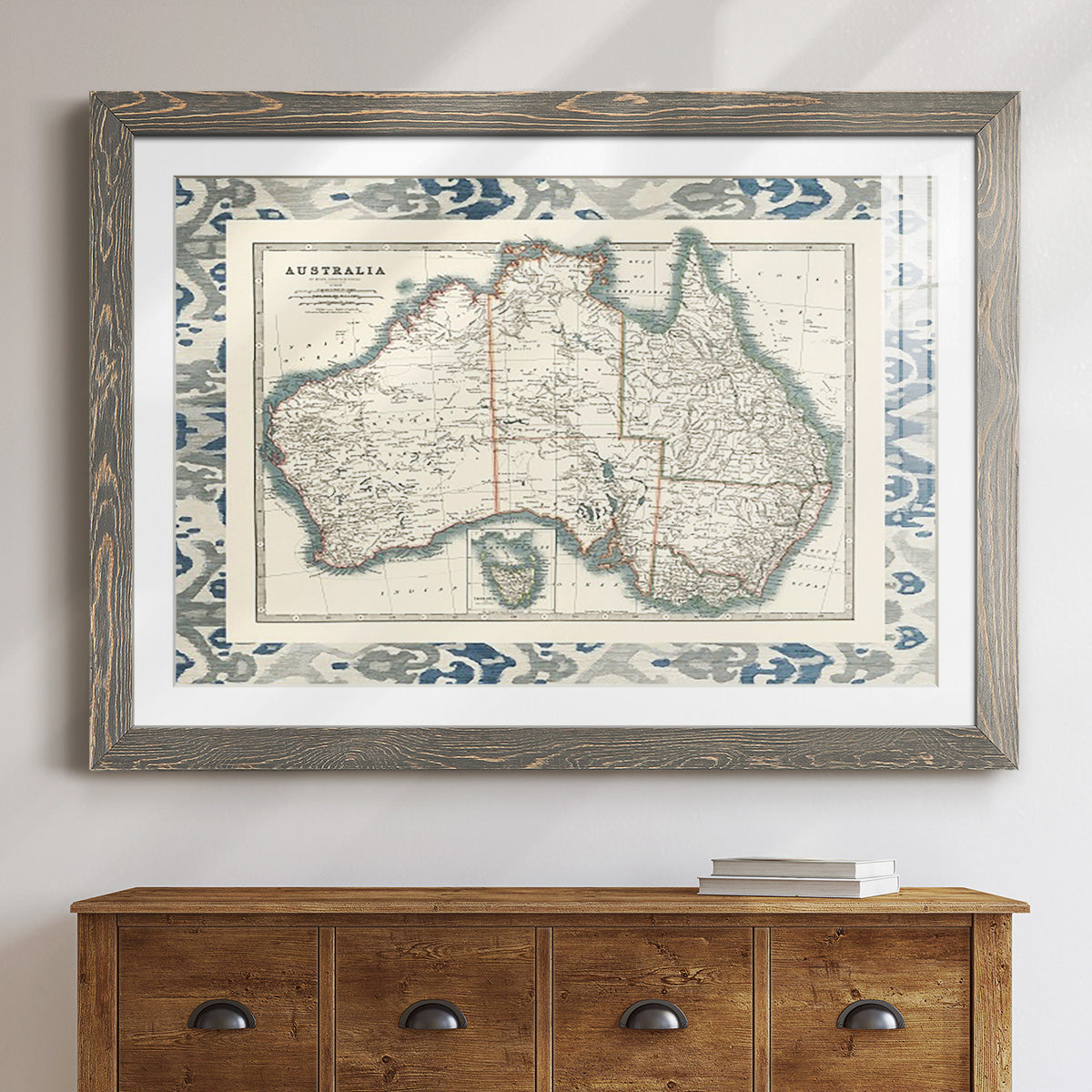 Bordered Map of Australia-Premium Framed Print - Ready to Hang