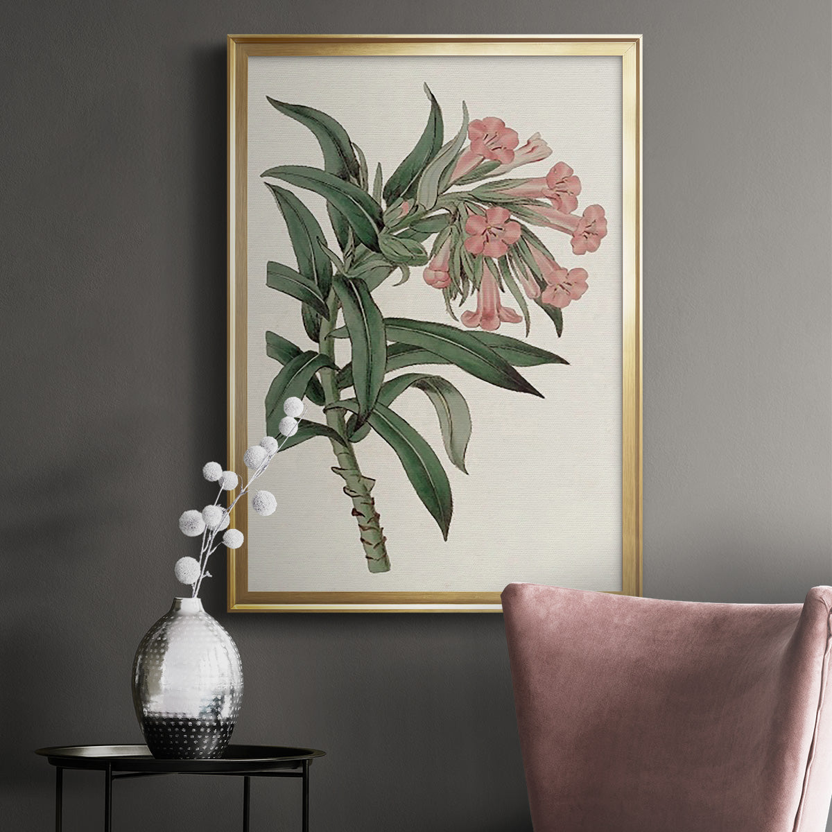 Pink Floral Mix VI - Modern Framed Canvas Print