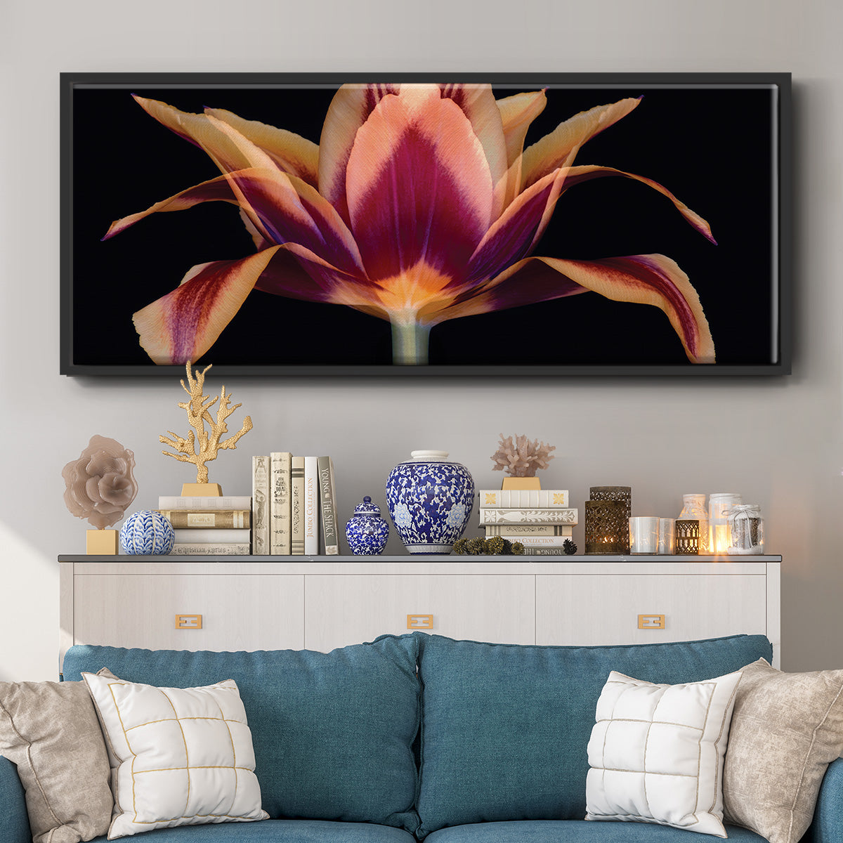 Red Tulip - Floater Framed Canvas Print