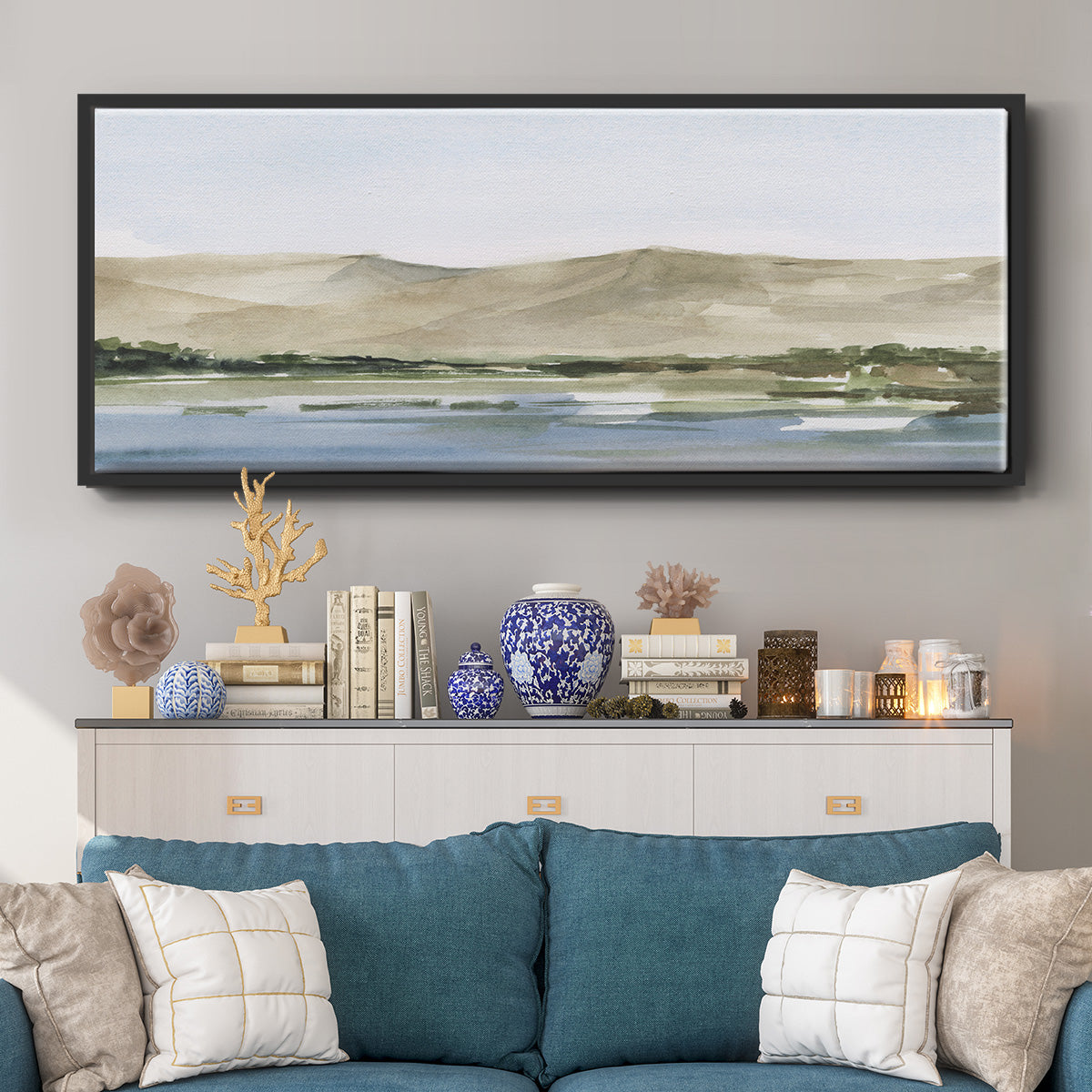 Desert Mountains I - Floater Framed Canvas Print