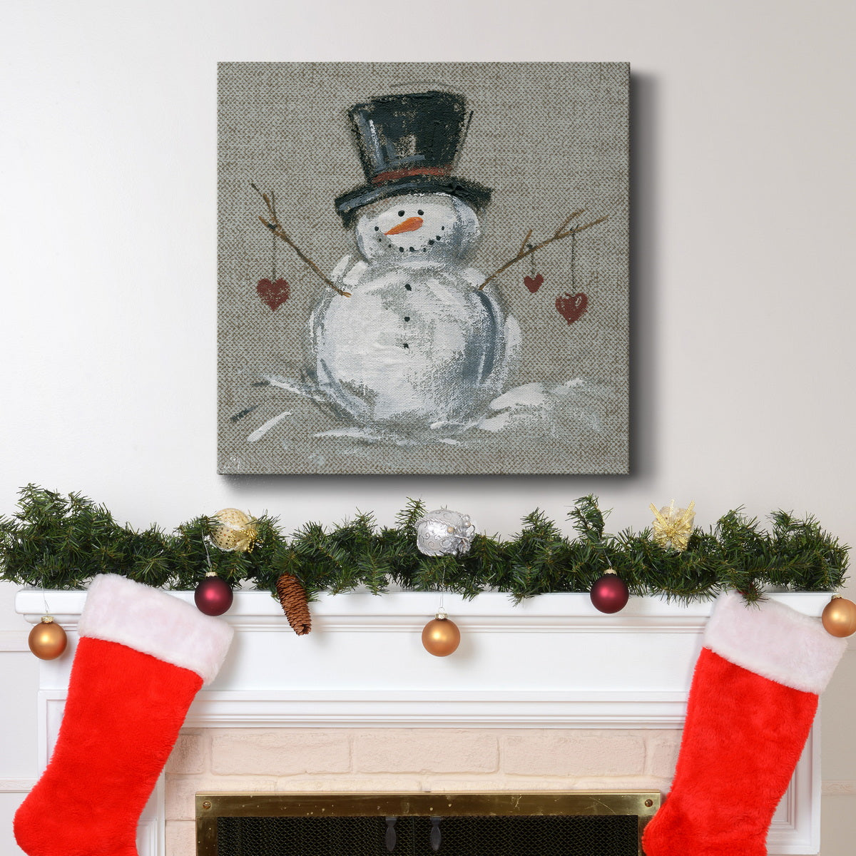 Linen Snowman II-Premium Gallery Wrapped Canvas - Ready to Hang