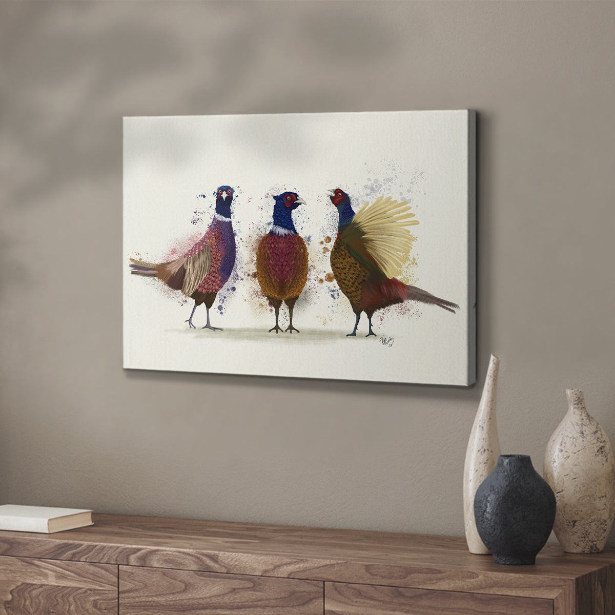 Pheasant Trio - Canvas Art Print