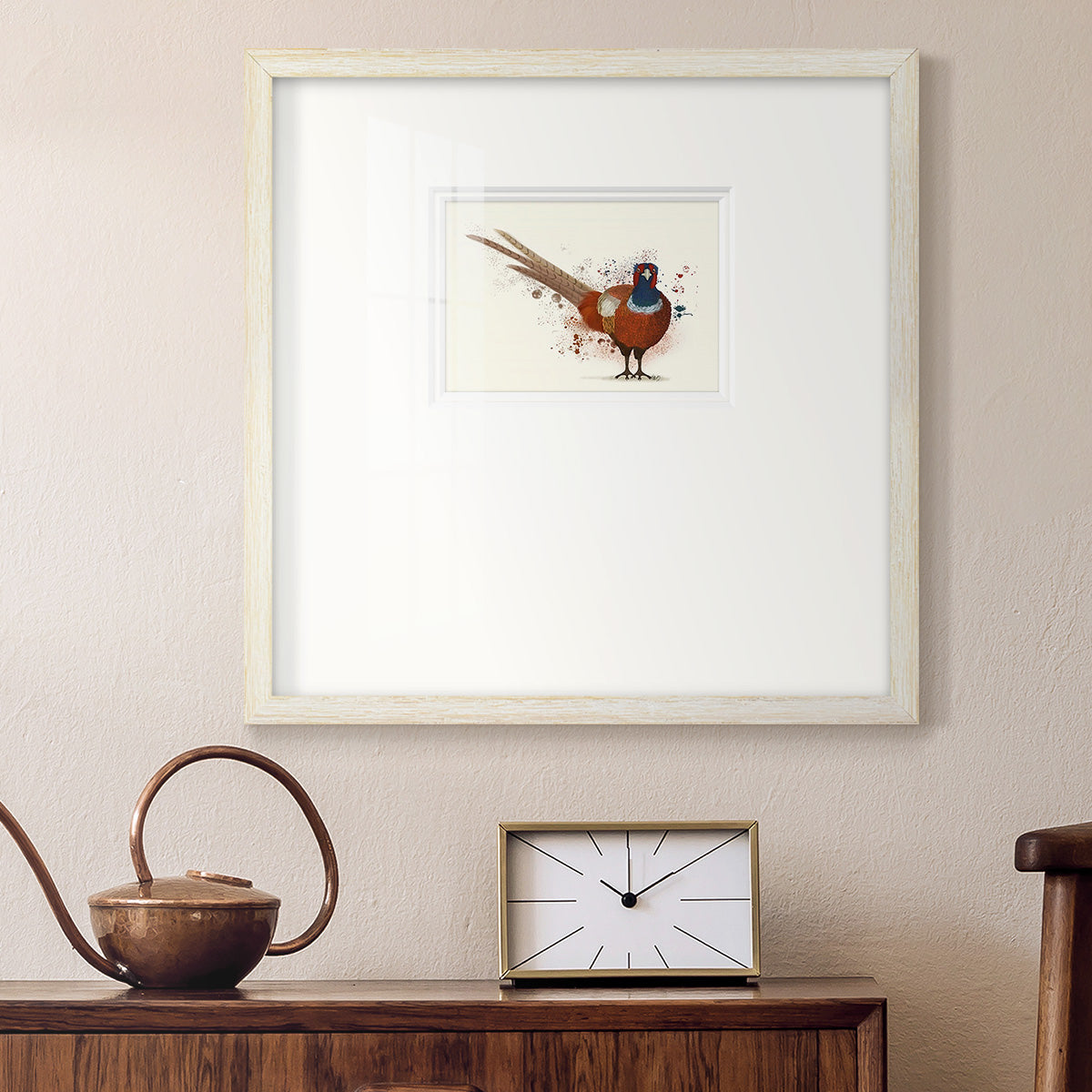 Pheasant Splash 7 Premium Framed Print Double Matboard