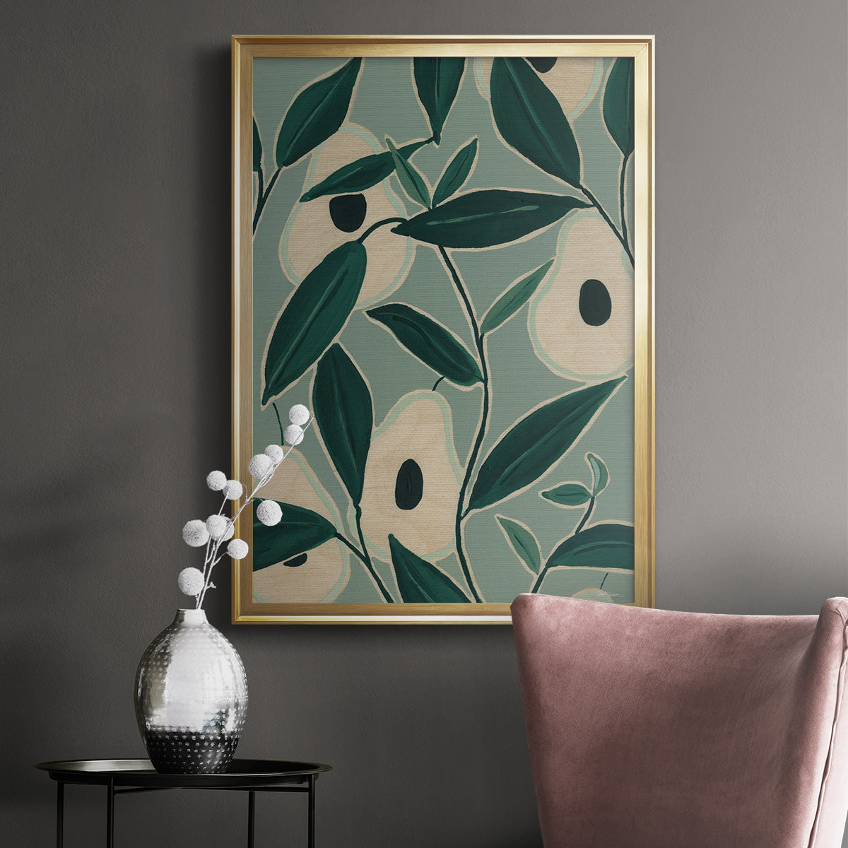 Monochrome Avocados - Modern Framed Canvas Print