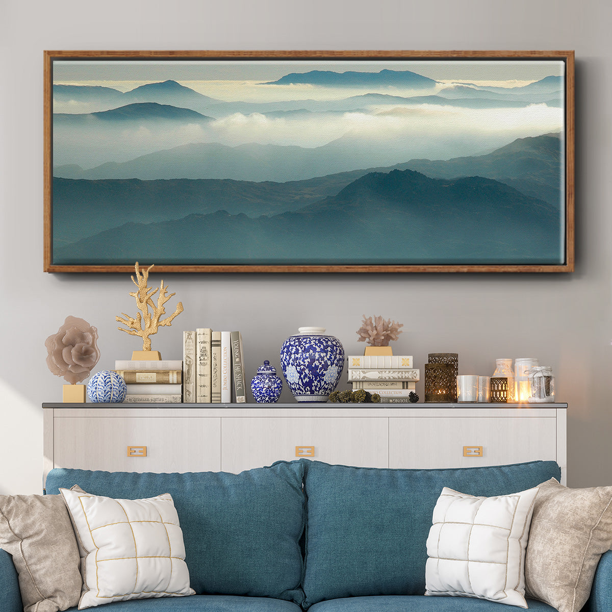Above the Clouds - Floater Framed Canvas Print