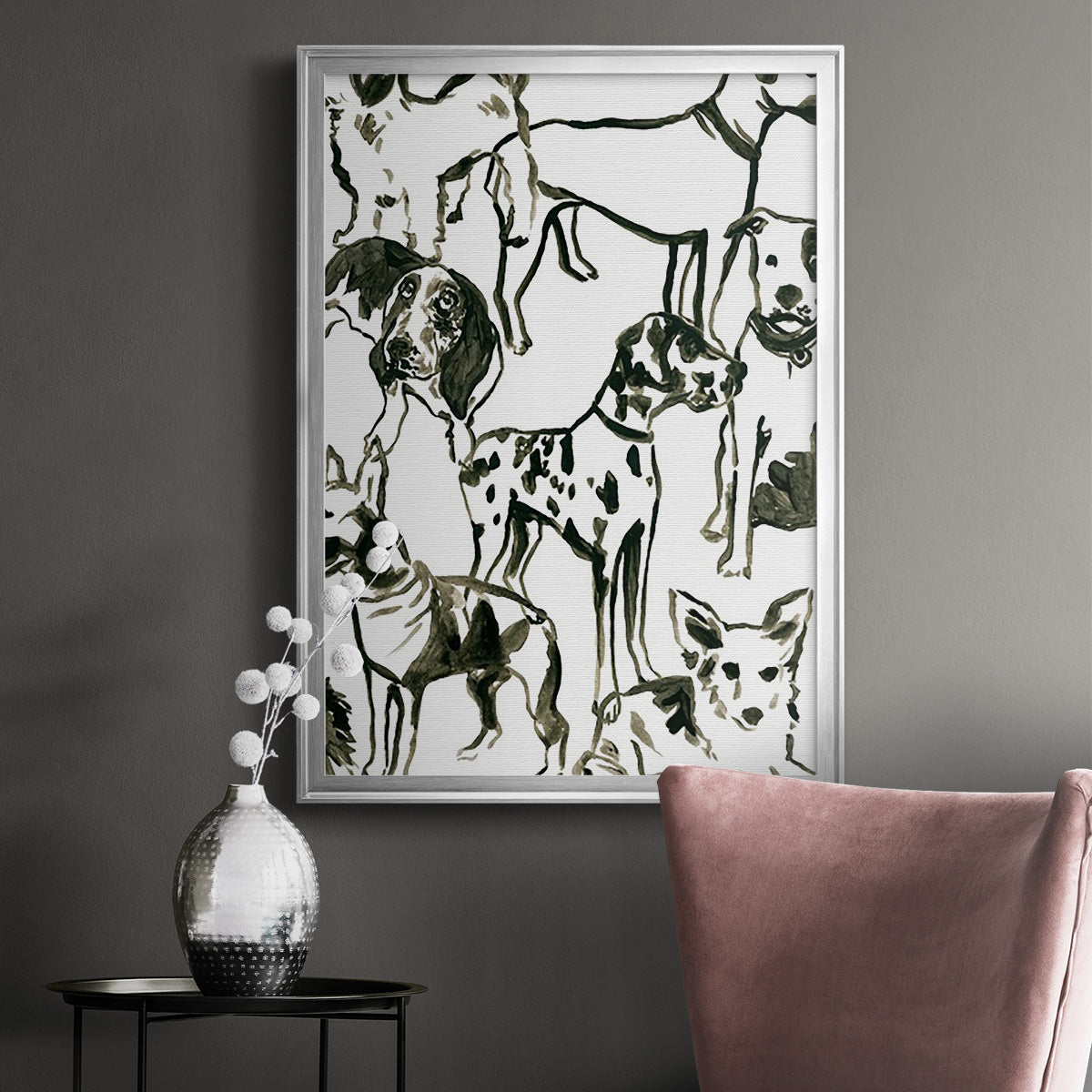 Canine Collage II - Modern Framed Canvas Print