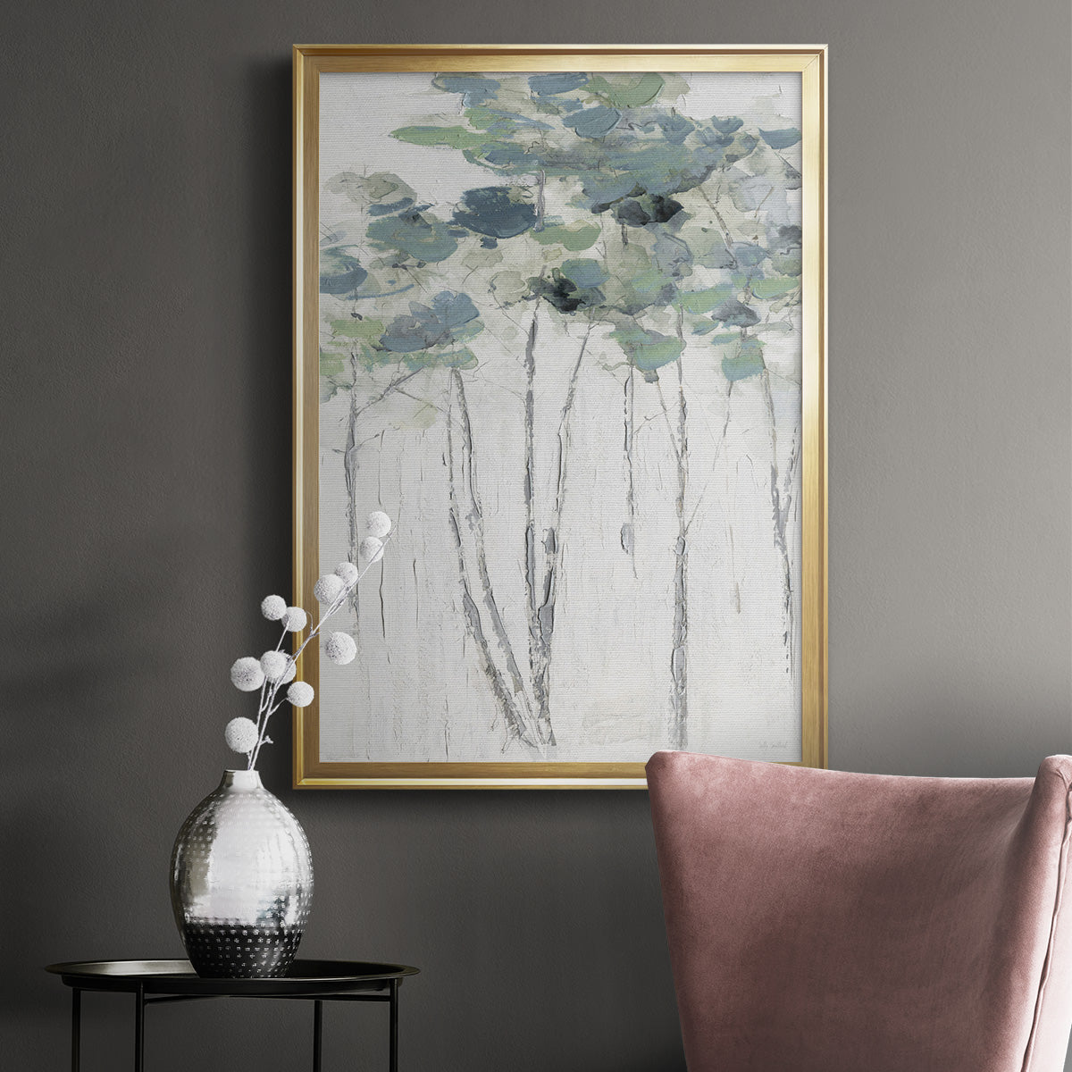 Impasto Tree Line I - Modern Framed Canvas Print