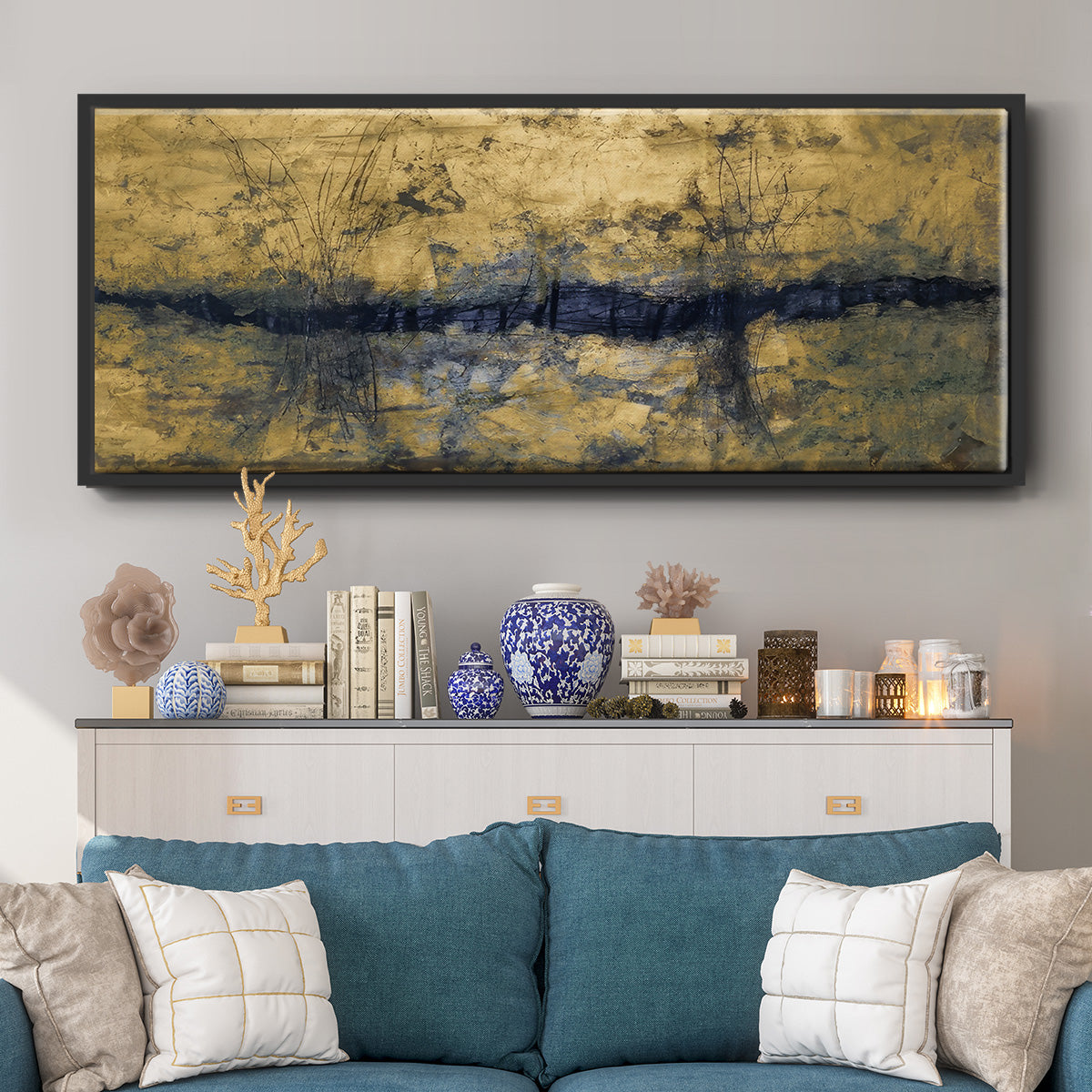 Etched Gold - Floater Framed Canvas Print