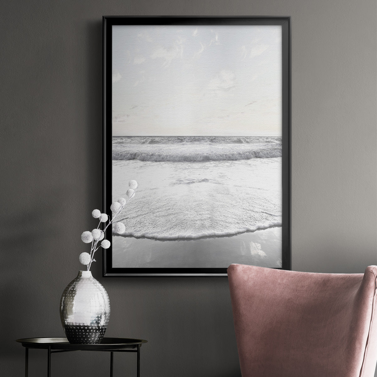 Serene Shore - Modern Framed Canvas Print