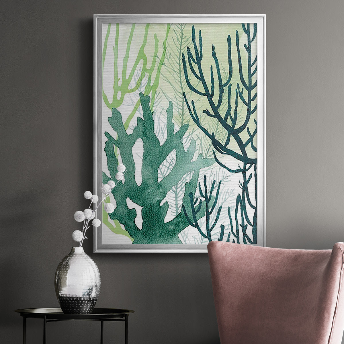Textured Coral I - Modern Framed Canvas Print