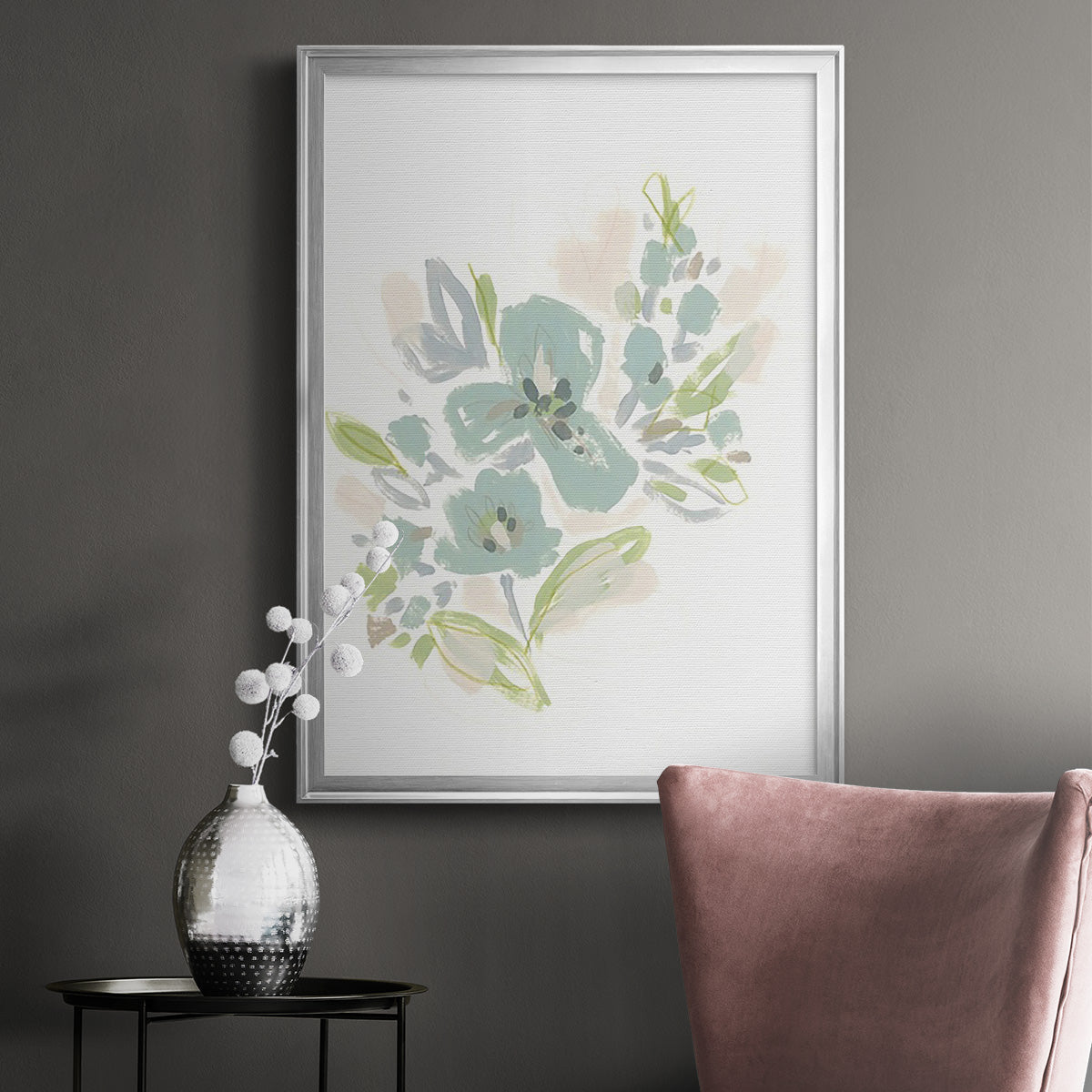 Seafoam Petals III - Modern Framed Canvas Print