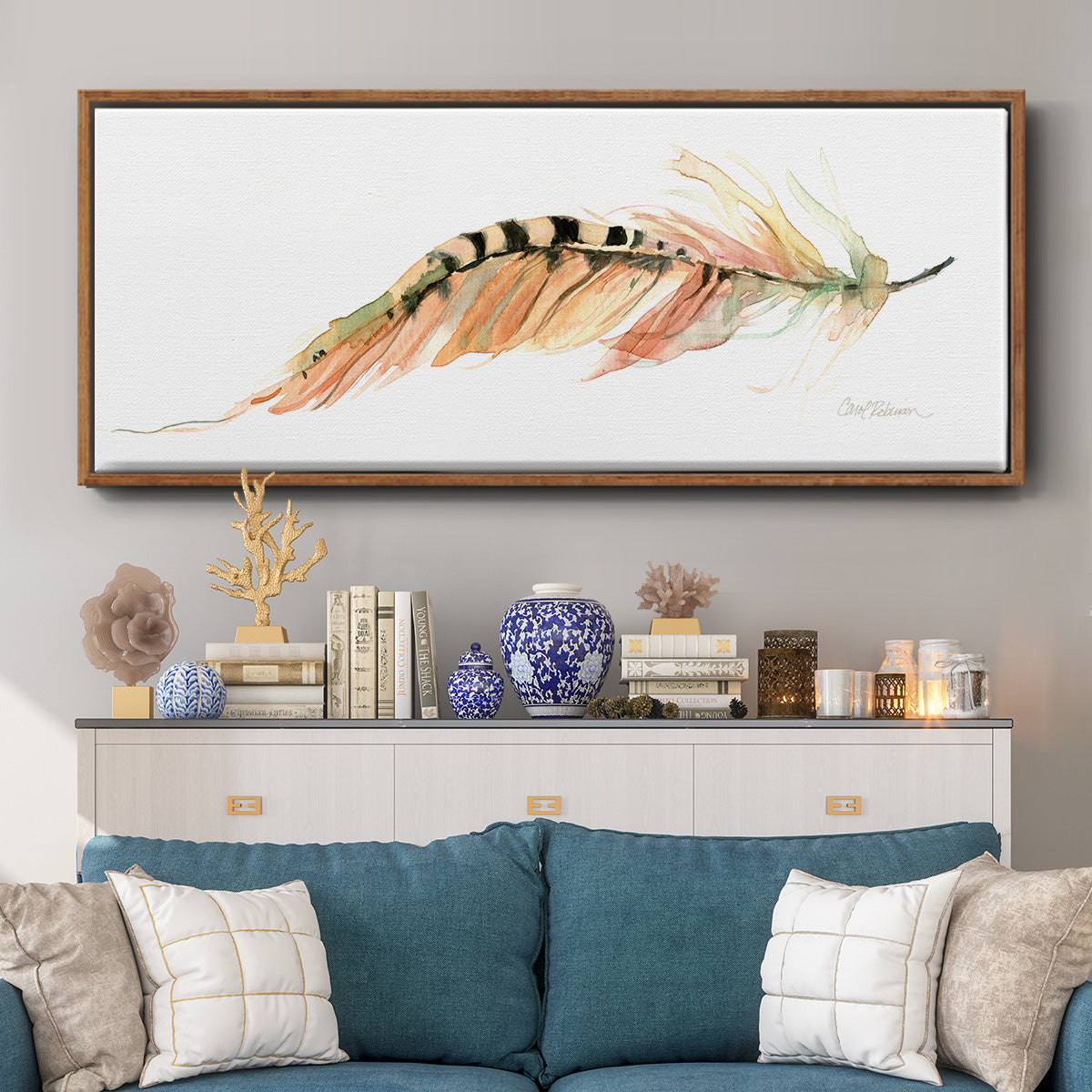 Tail Feather IV - Floater Framed Canvas Print