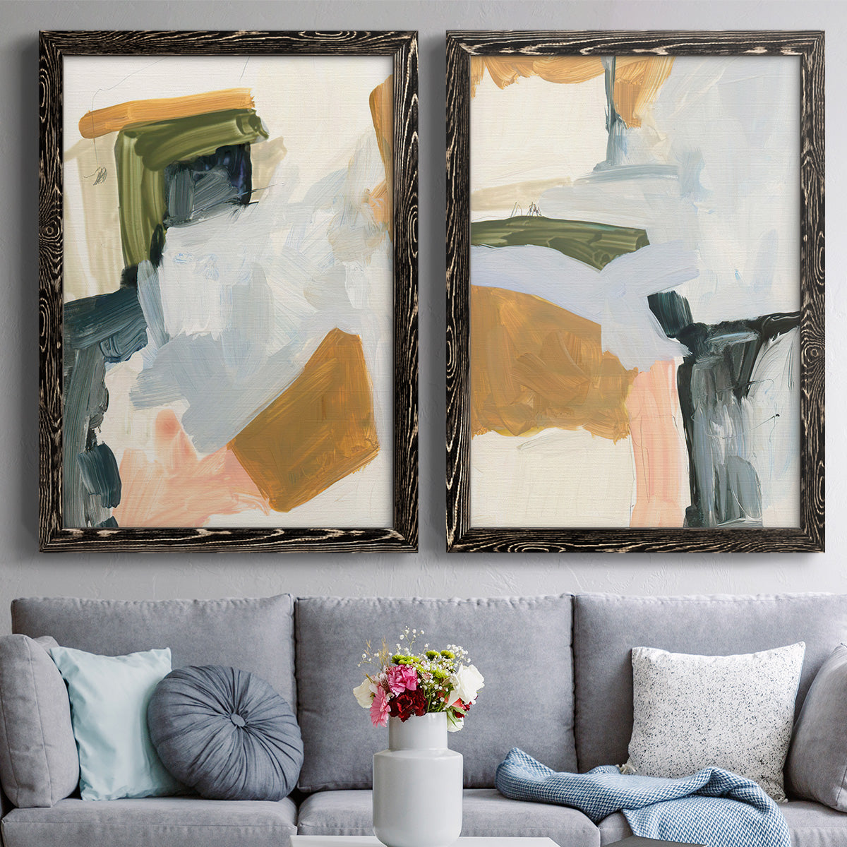 Palette Meld I - Premium Framed Canvas 2 Piece Set - Ready to Hang