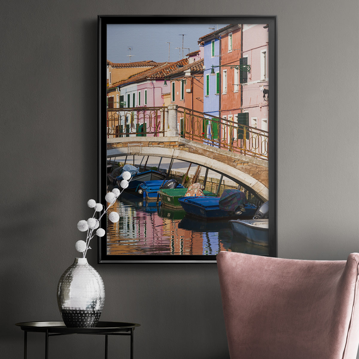 Colorful Canal - Modern Framed Canvas Print
