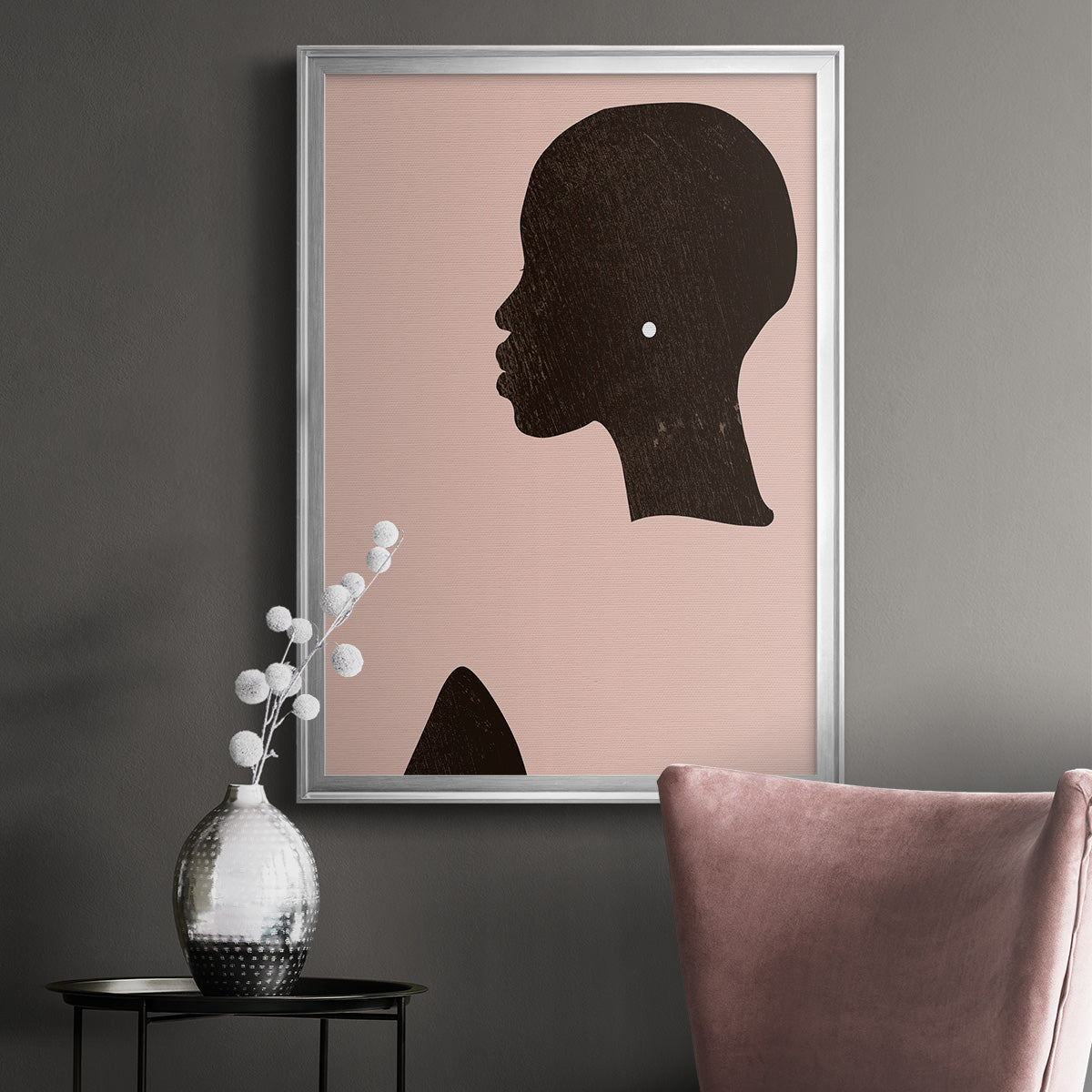 Pink Silhouette I - Modern Framed Canvas Print