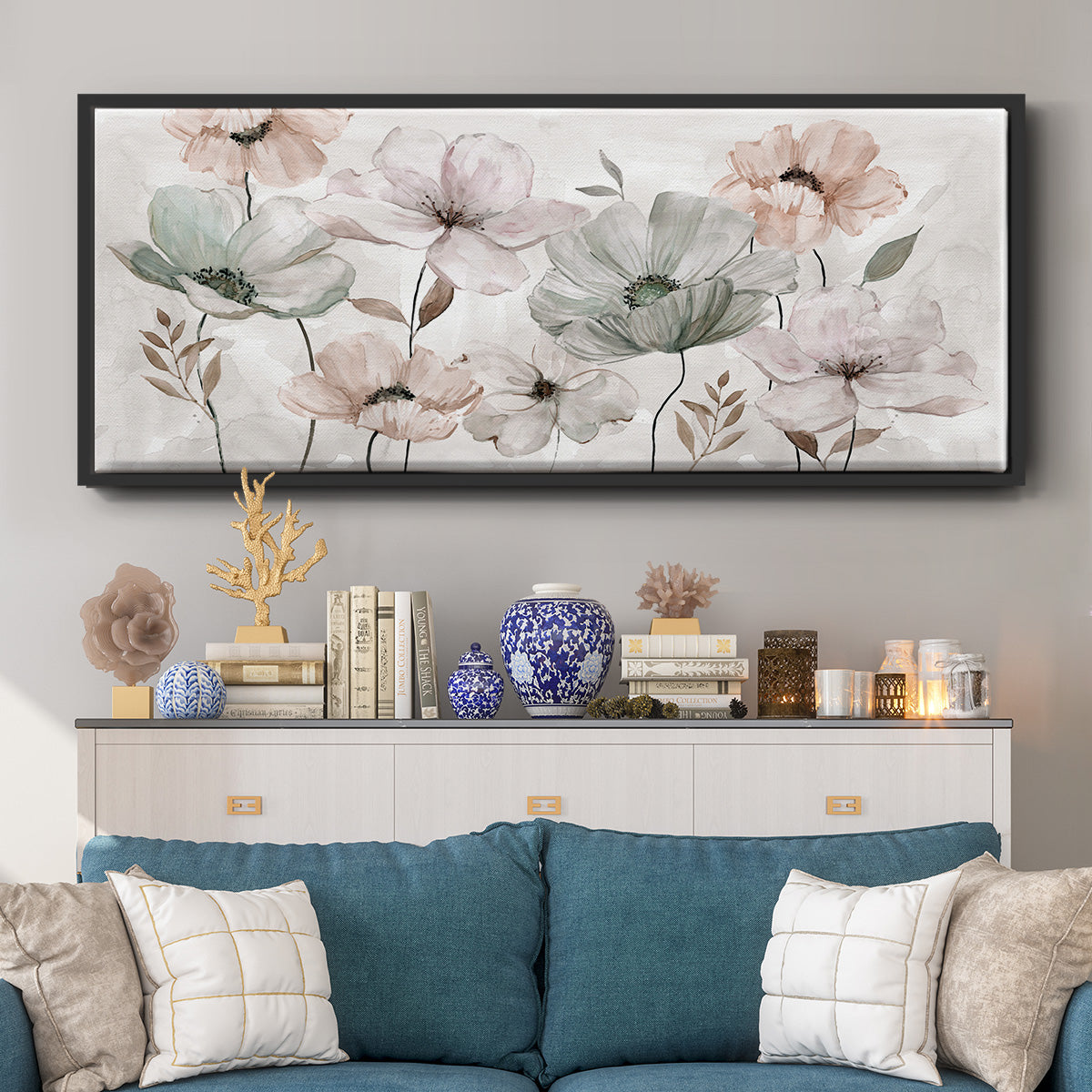 Blushing Garden - Floater Framed Canvas Print