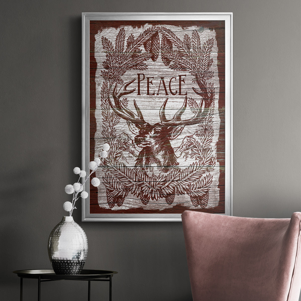 Red Wood Peace -  Framed Canvas Print