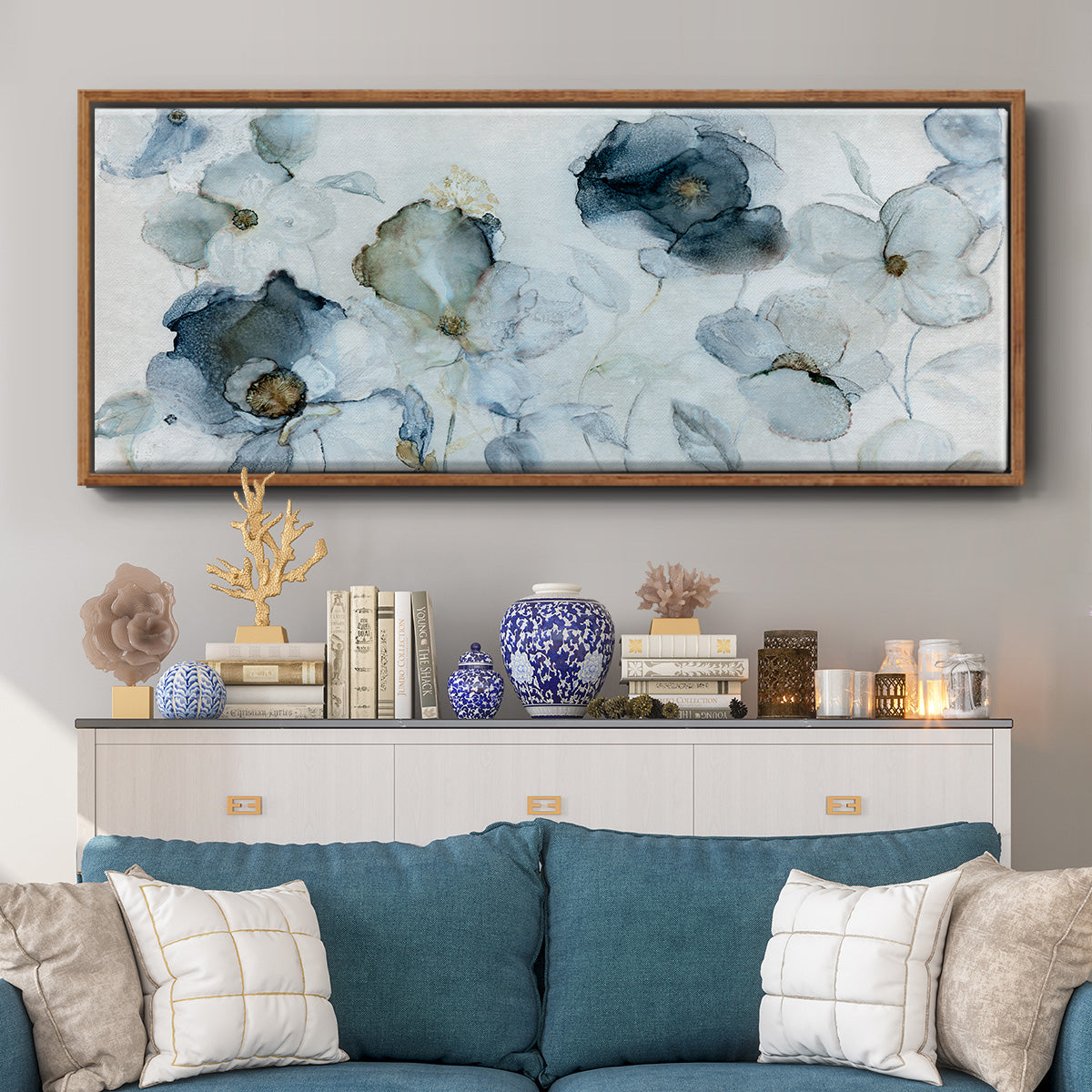 Flowering Indigo - Floater Framed Canvas Print