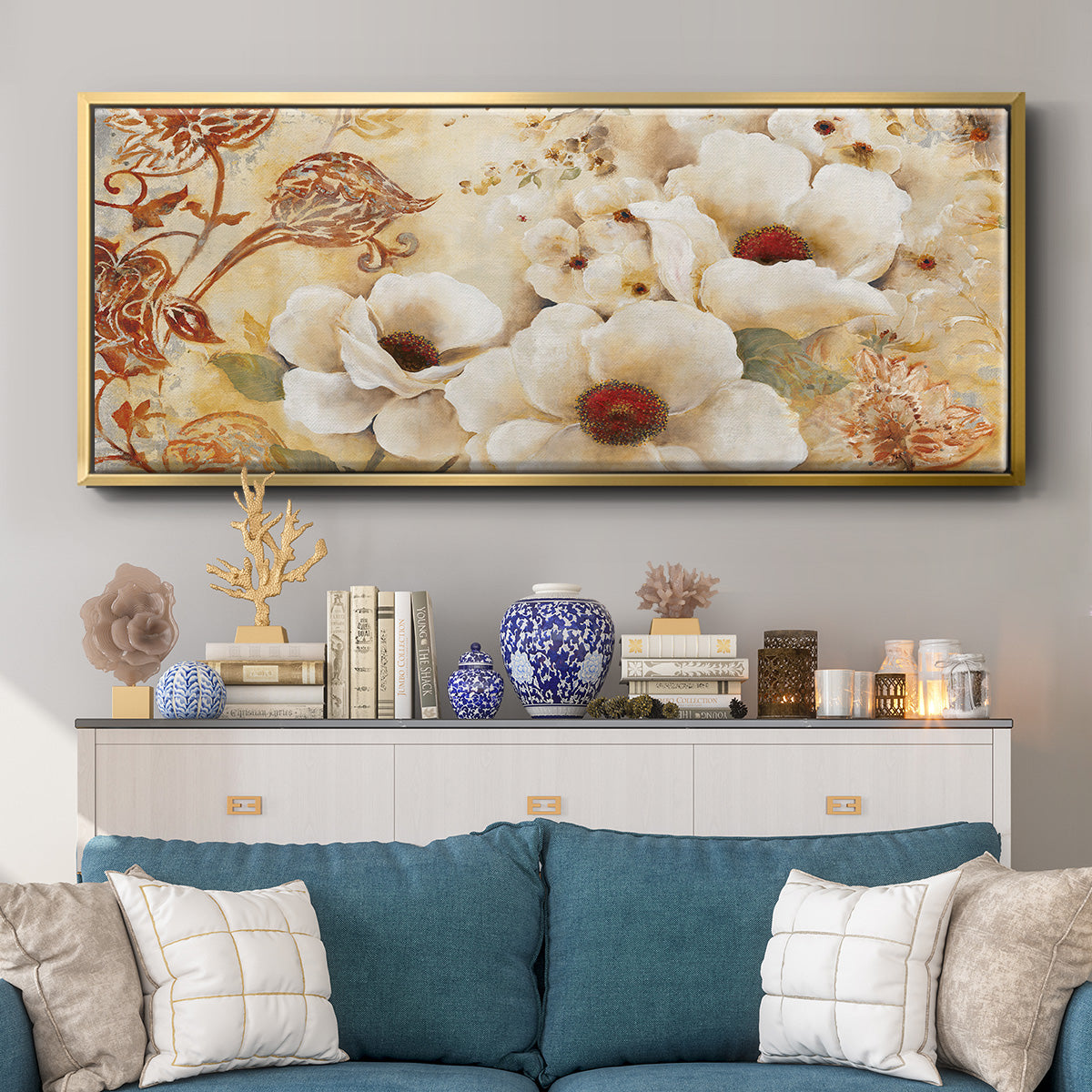 English Garden - Floater Framed Canvas Print