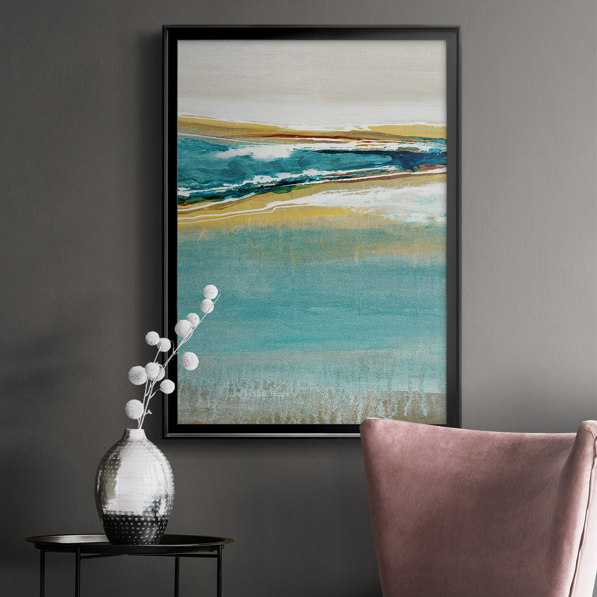 Aqua Quartz V1 - Modern Framed Canvas Print