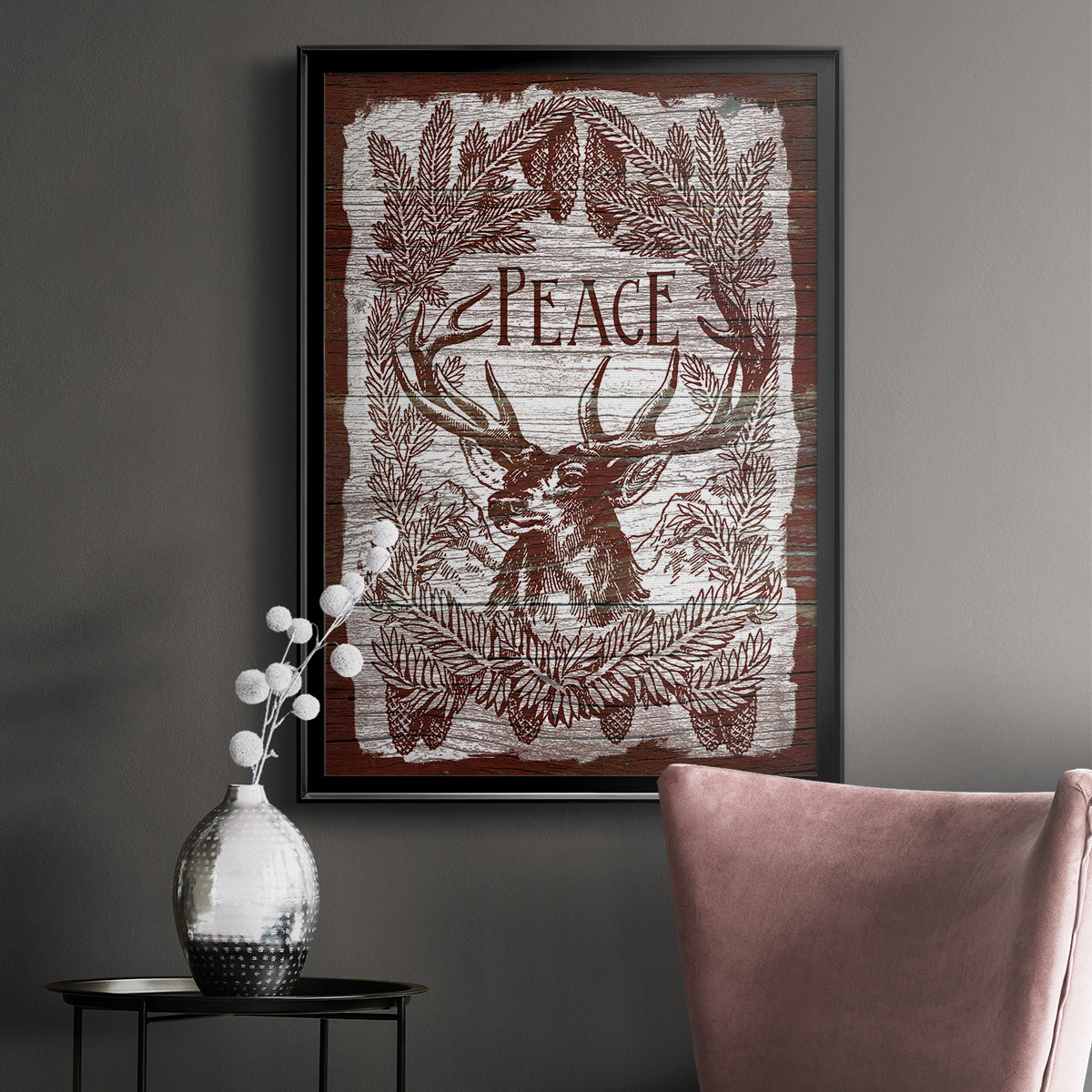 Red Wood Peace -  Framed Canvas Print