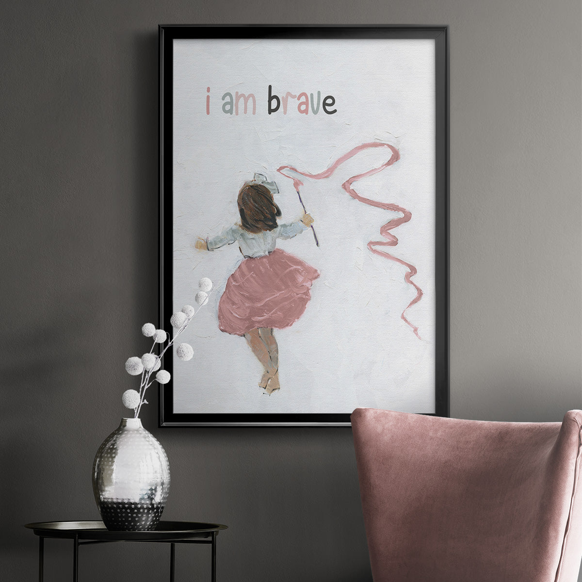 Girl Catching Wind - Modern Framed Canvas Print