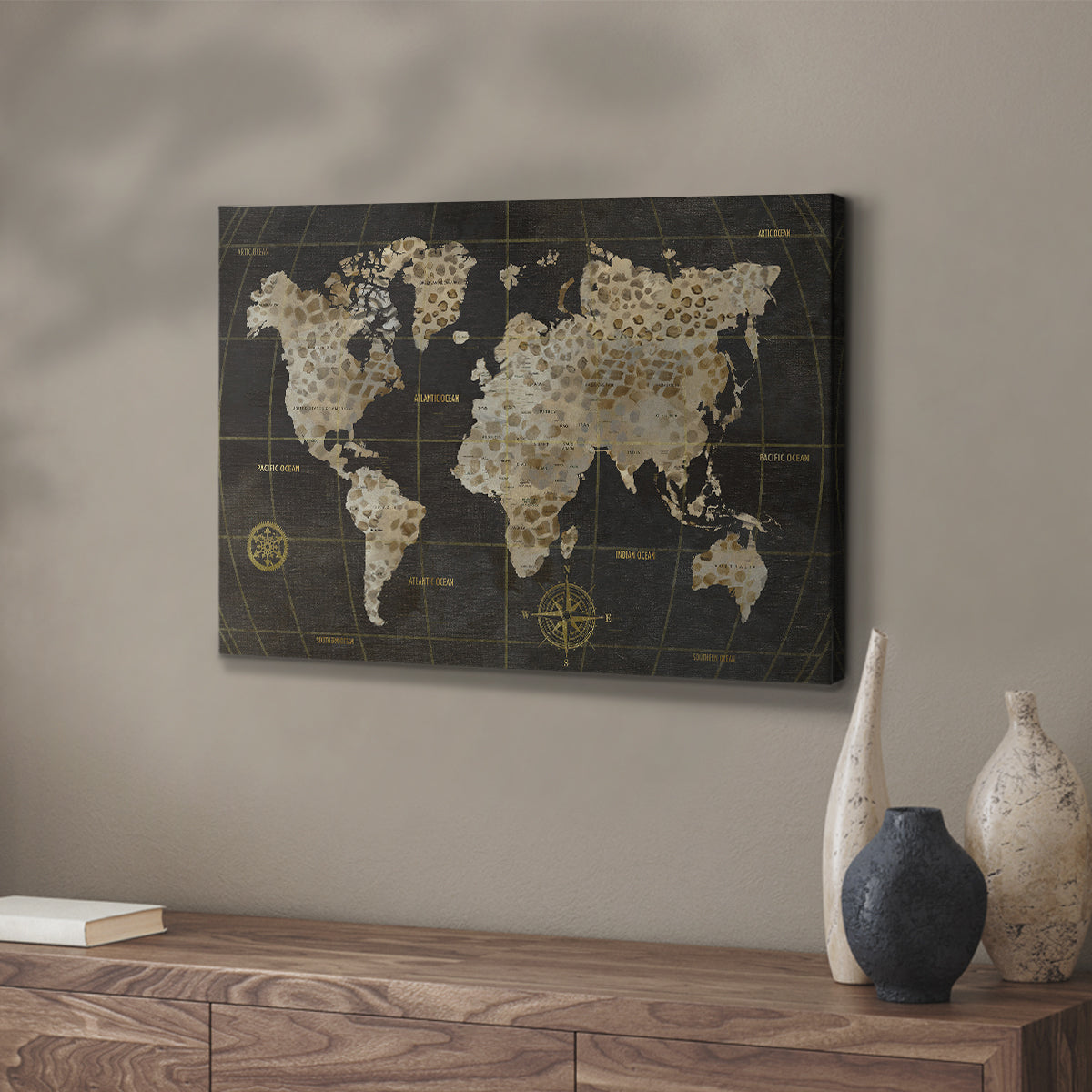 Safari World Map - Canvas Art Print