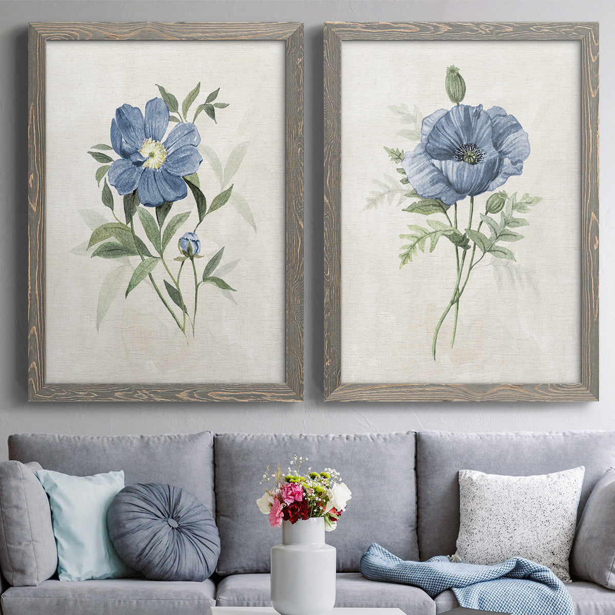 Farmhouse Periwinkle III - Premium Framed Canvas 2 Piece Set - Ready to Hang